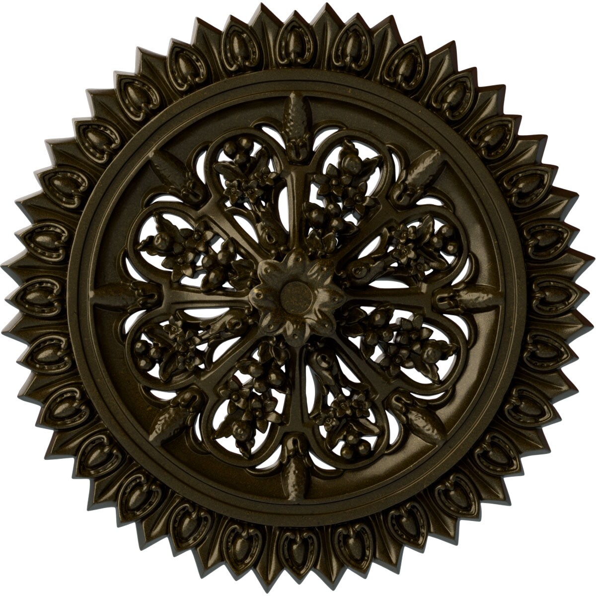 Ekena Millwork CM24LAGGS Lariah 24.75-in W x 24.75-in L Painted Green Gold Polyurethane Whole Ceiling Medallion