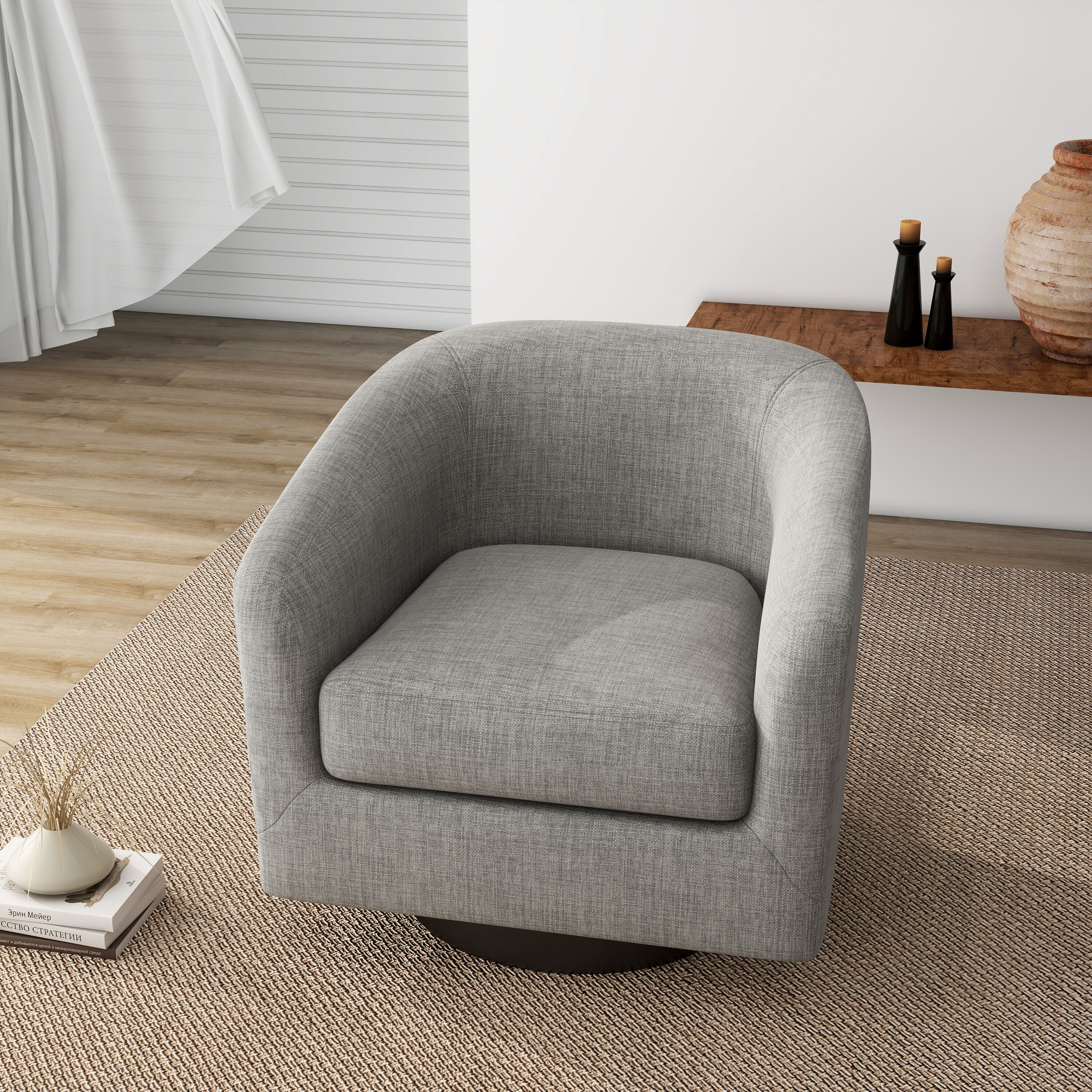 Dreamsidea Accent Chair Swivel Barrel Design for Living Room with Solid ...
