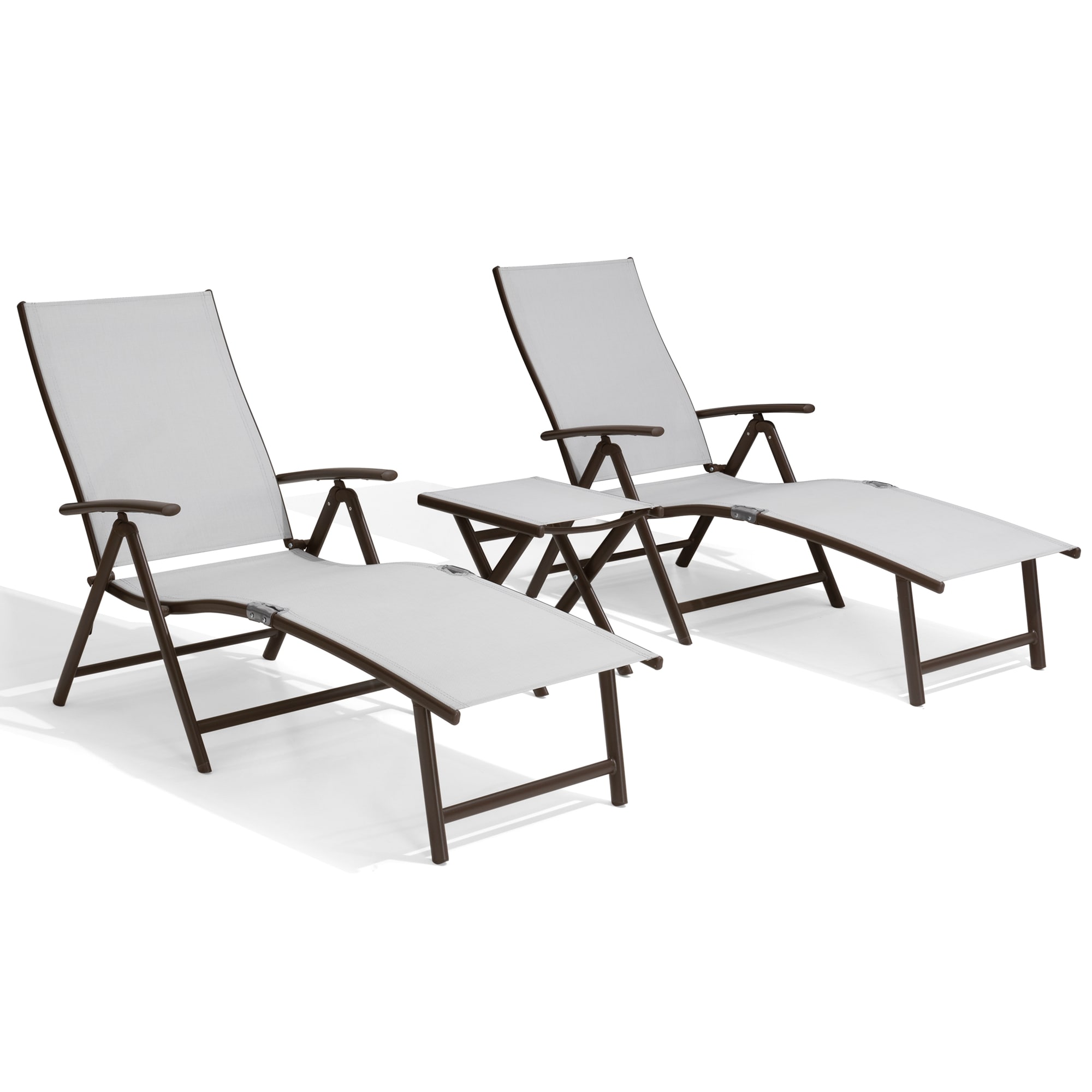Crestlive Products CL-LG001LGY 3 -Piece Patio Conversation Set with White Textilene