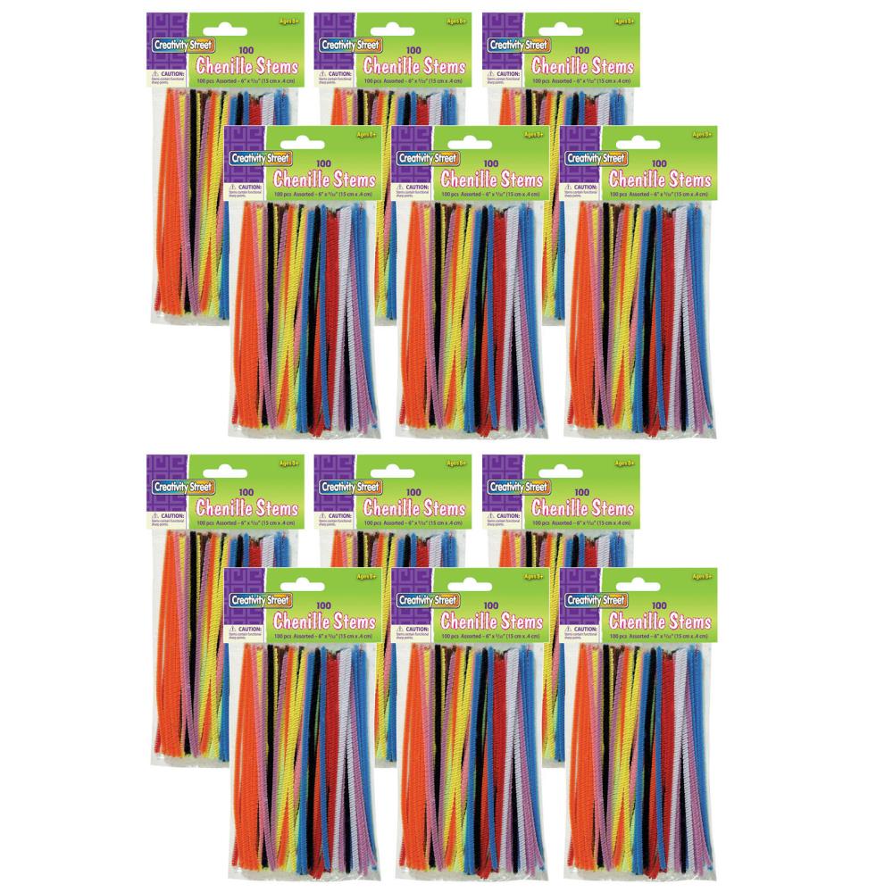 50 pack 12" long 6mm wide RED chenille craft stems pipe cleaners 30cm 