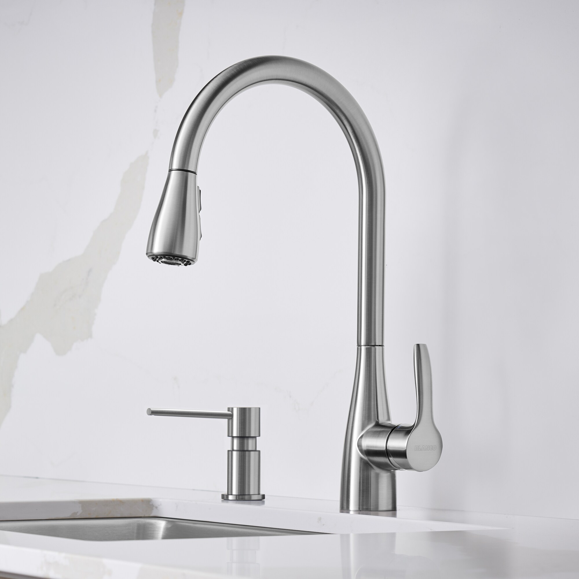 BLANCO Atura Pvd Steel Single Handle Pull-down Kitchen Faucet with ...