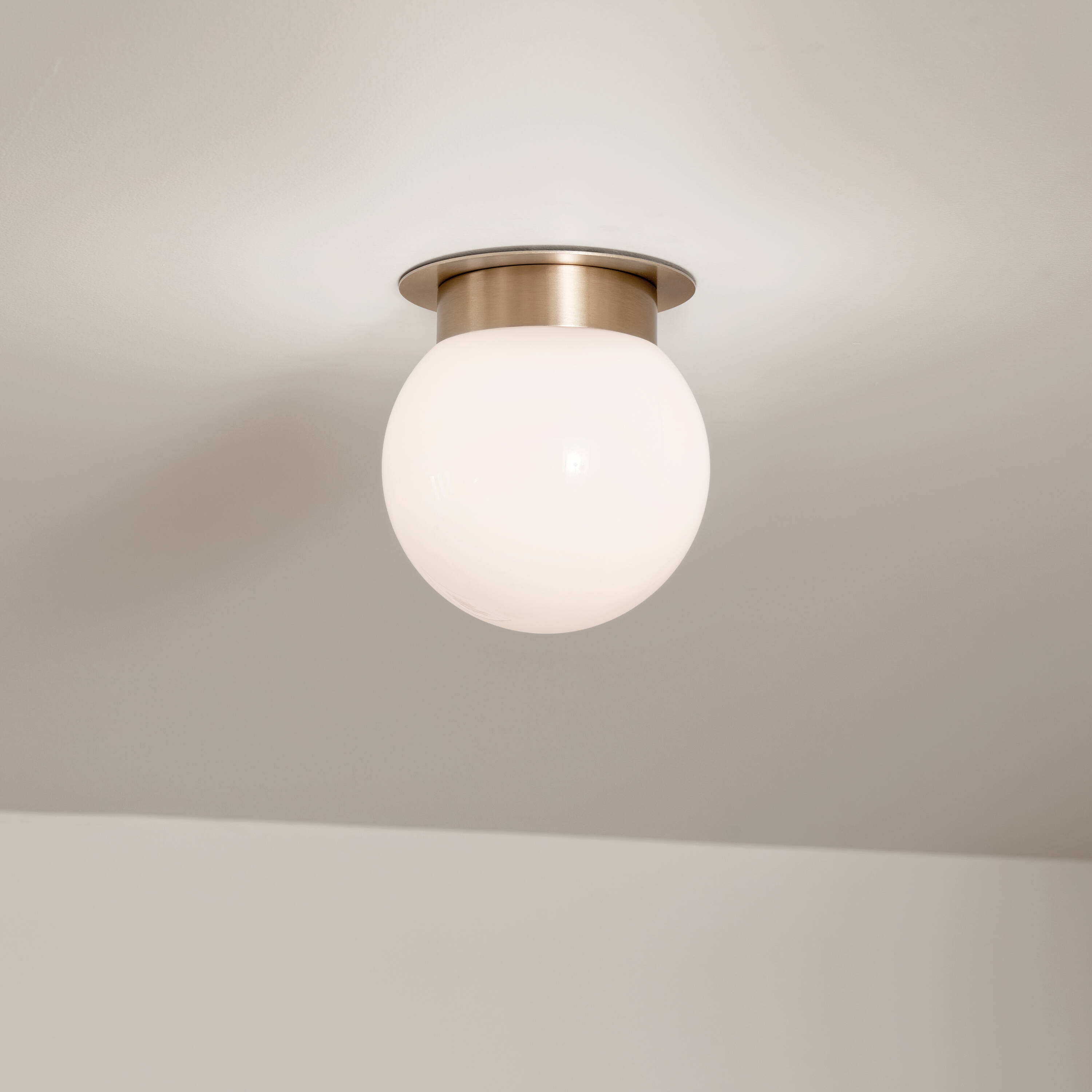 Champagne Bronze Globe LED Flush Mount with Opal Glass