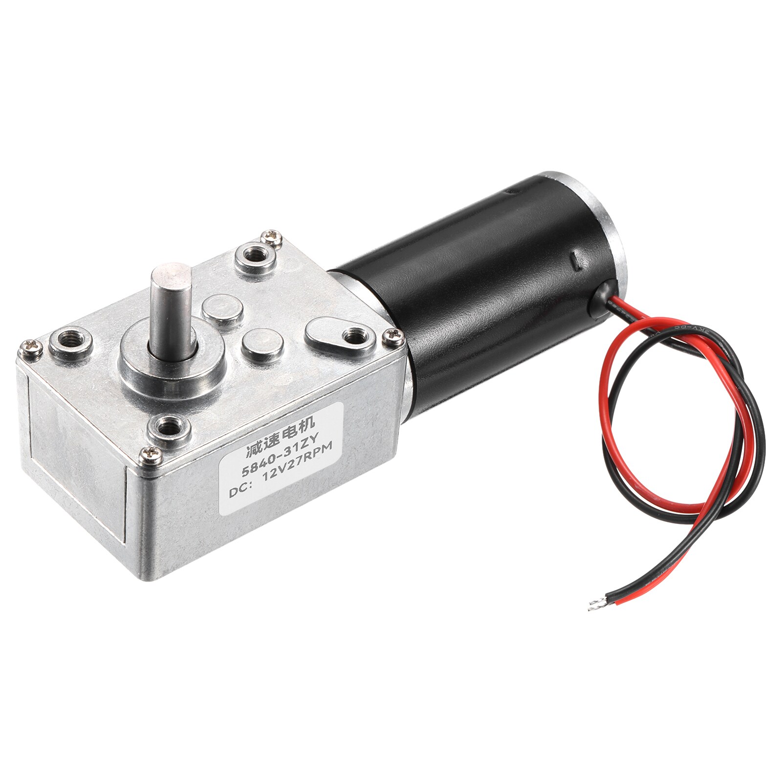 Unique Bargains DC 12V 27 RPM Reversible Worm Geared Motor Reducer Motor 8mm D Shape Shaft High Torque Gear Box Reduction Electric Motor for Sweepers Printers Ovens