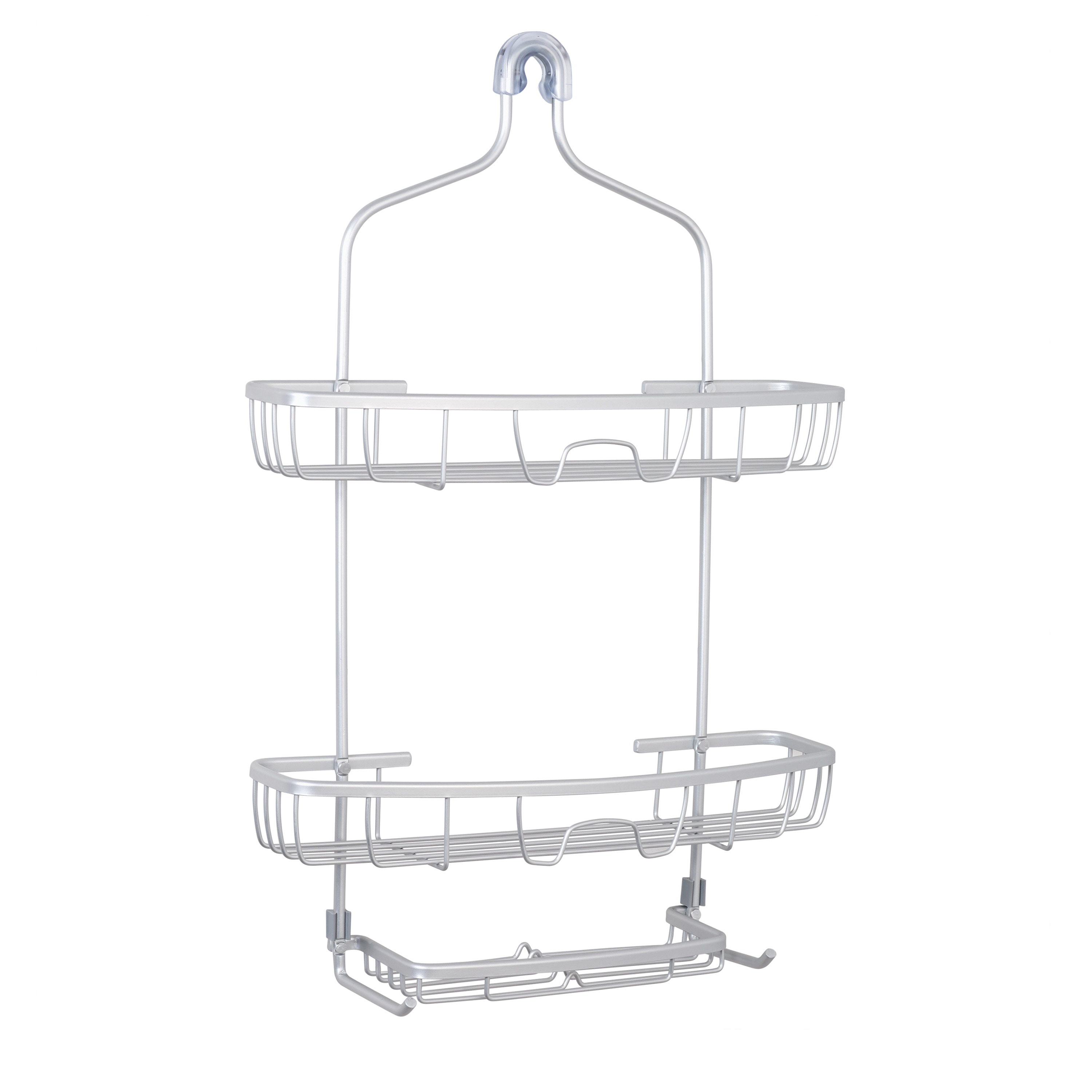 Zenna Home E7415AL Satin Chrome Aluminum 2 -Shelf Hanging shower caddy 16.3-in x 4.7-in x 24.7-in