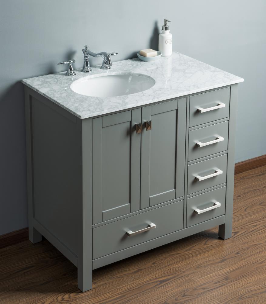 Stufurhome 36-in Gray Undermount Single Sink Bathroom Vanity with ...