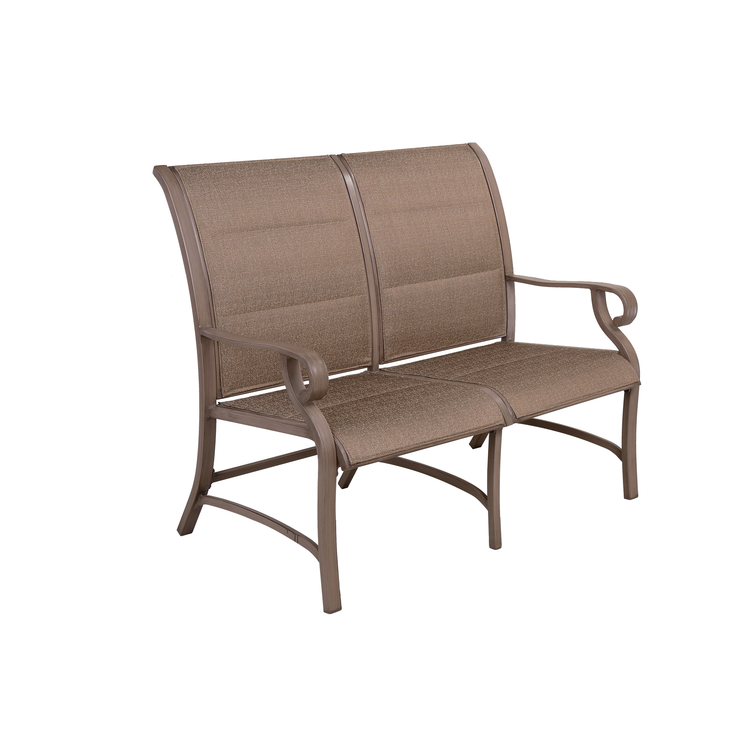 CASAINC BJC-WF-JW00427501 Brown Aluminum Frame Stationary Conversation Chair with Brown Sling Seat