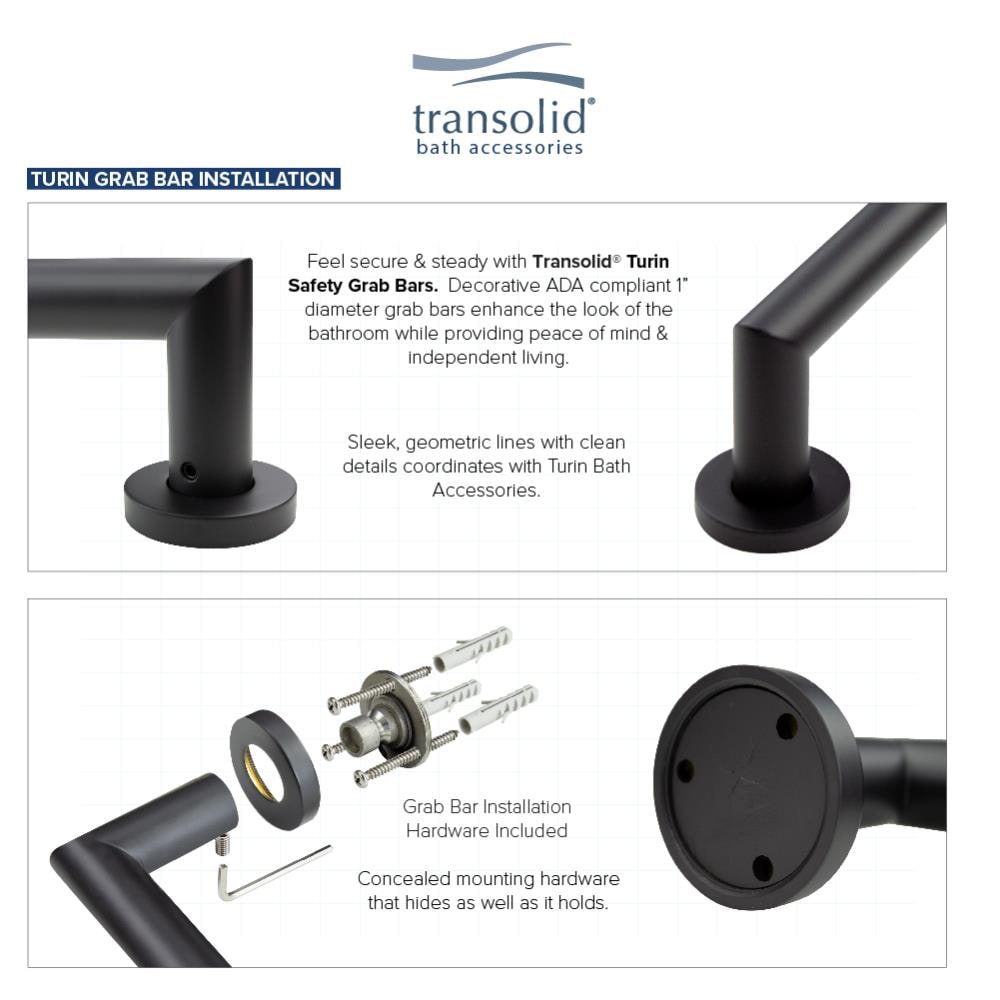 Transolid Turin 11.81-in Black Wall Mount Grab Bar (500-lb Weight ...