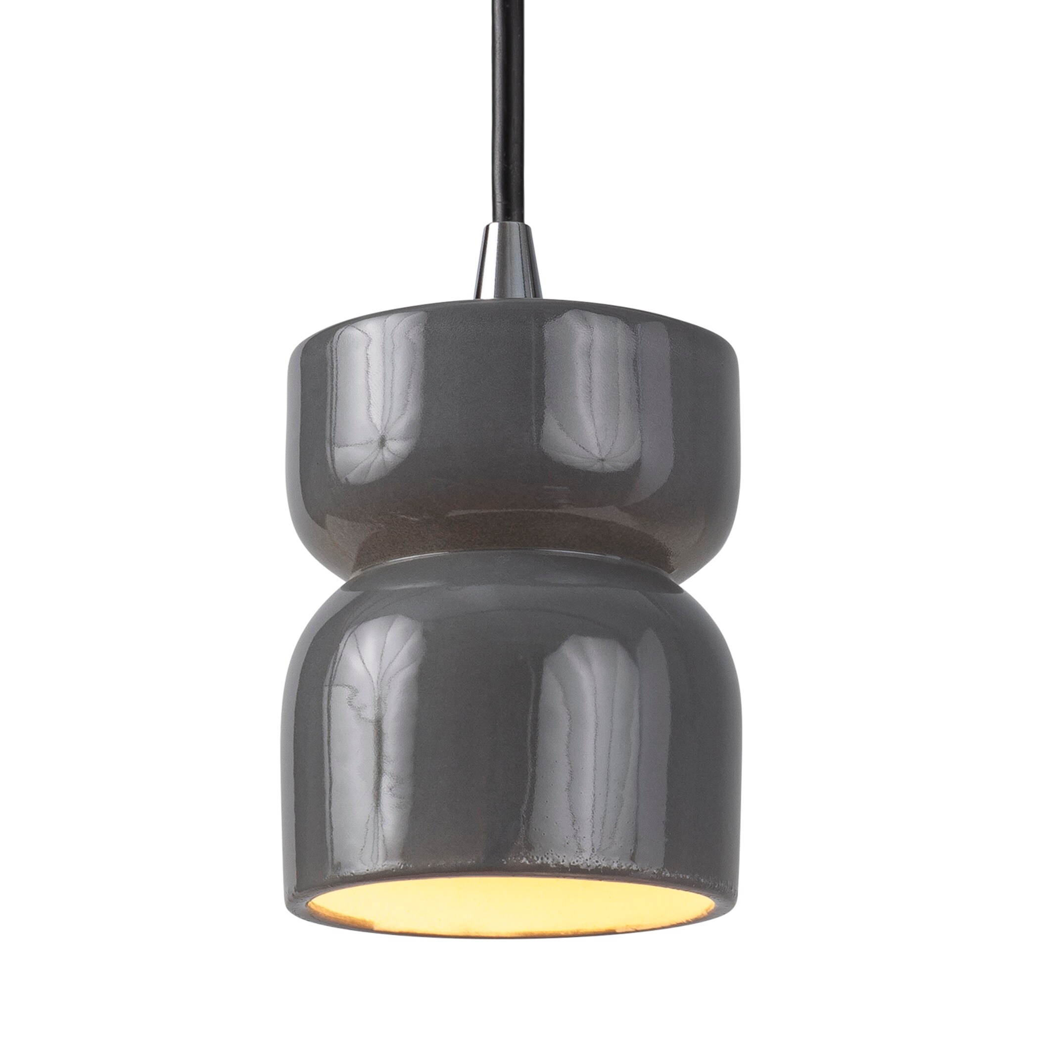 Justice Design Group Radiance Collection Gloss Grey Modern Contemporary Cylinder Mini Hanging