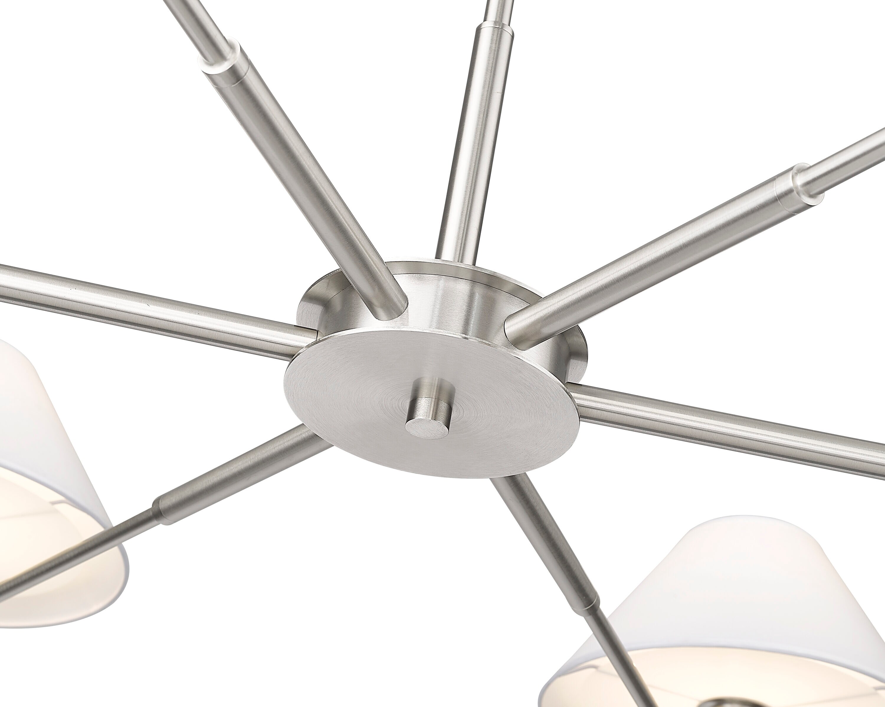 Leila Brushed Nickel 6-Light Chandelier with White Linen Shades