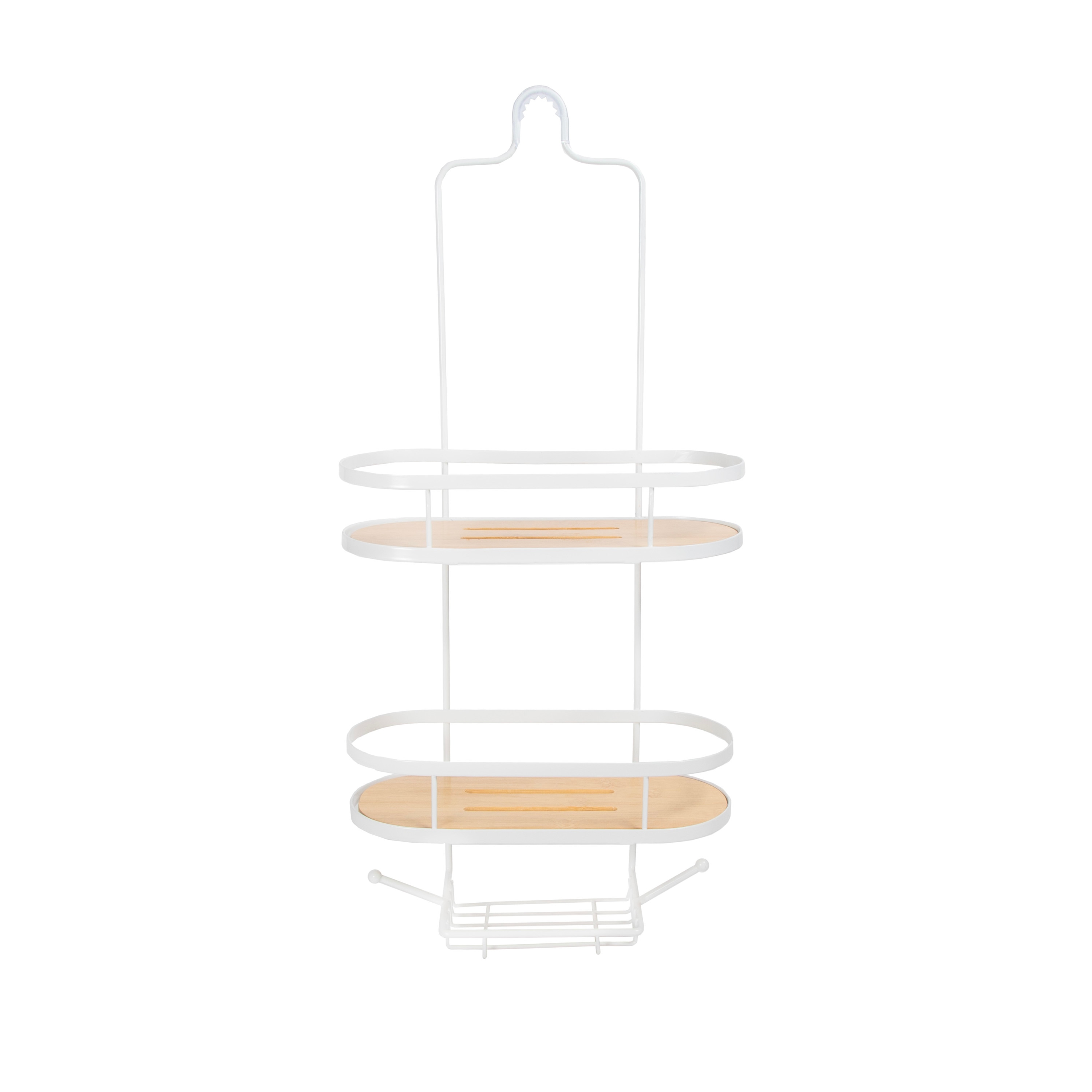 Kenney KN614140PS White Steel 2 -Shelf Over the showerhead Hanging shower caddy 11-in x 4.5-in x 24-in