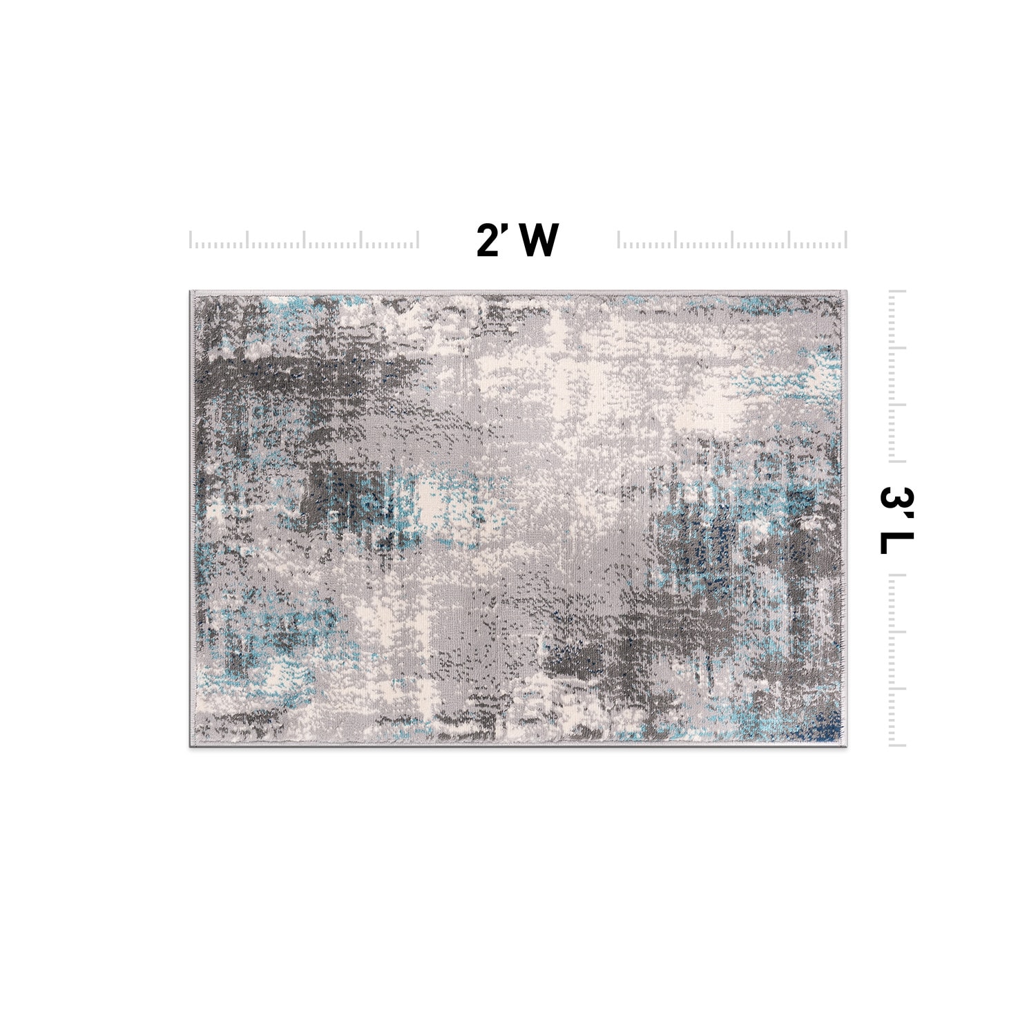 Dublin Blue and Gray Abstract Synthetic Area Rug 2'x3'