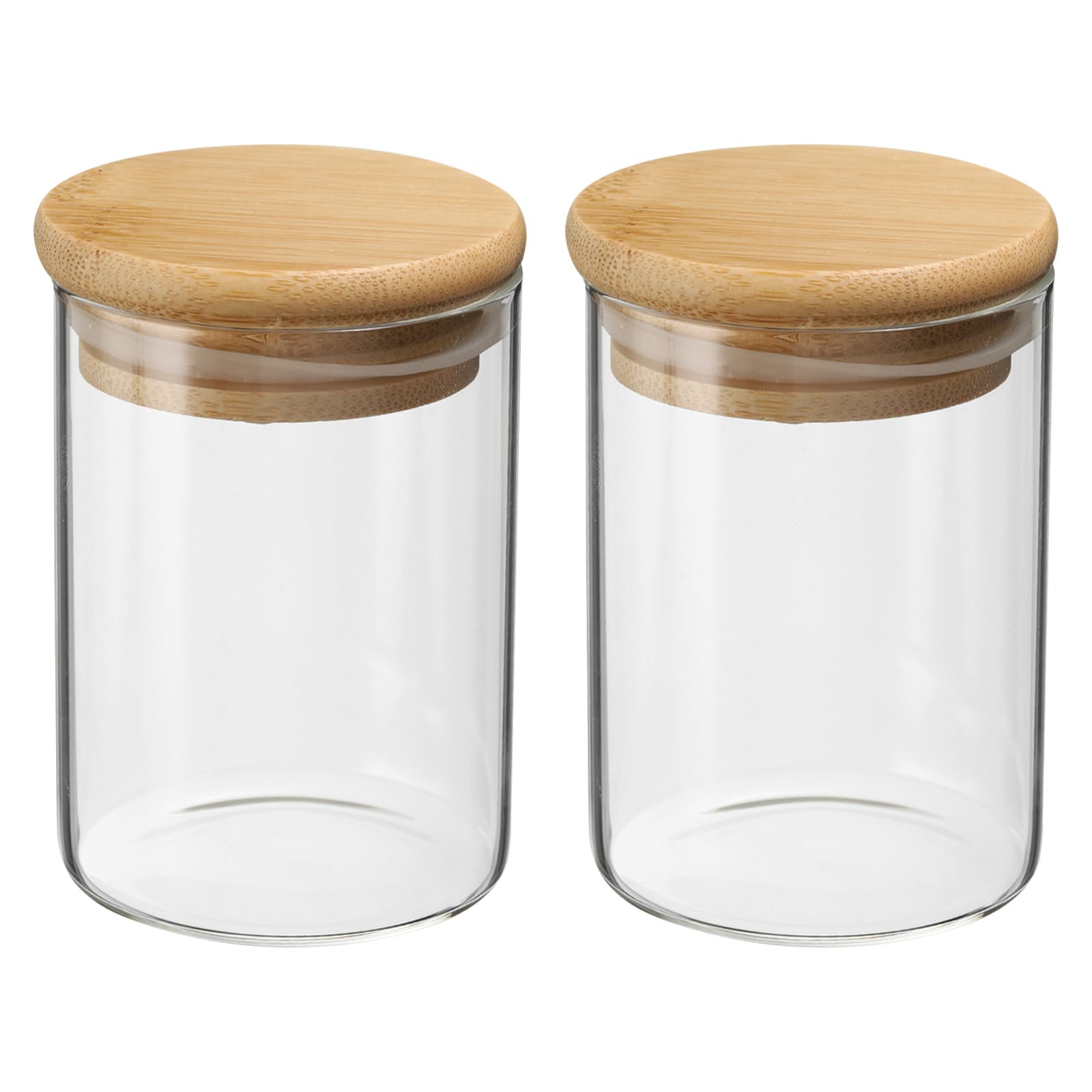 PATIKIL 10 OZ Glass Jar with Airtight Bamboo Lid 2pcs Glass Kitchen Container Clear Food Storage Jar for Nuts Sugar Coffee Beans Spices (12x6.5cm)