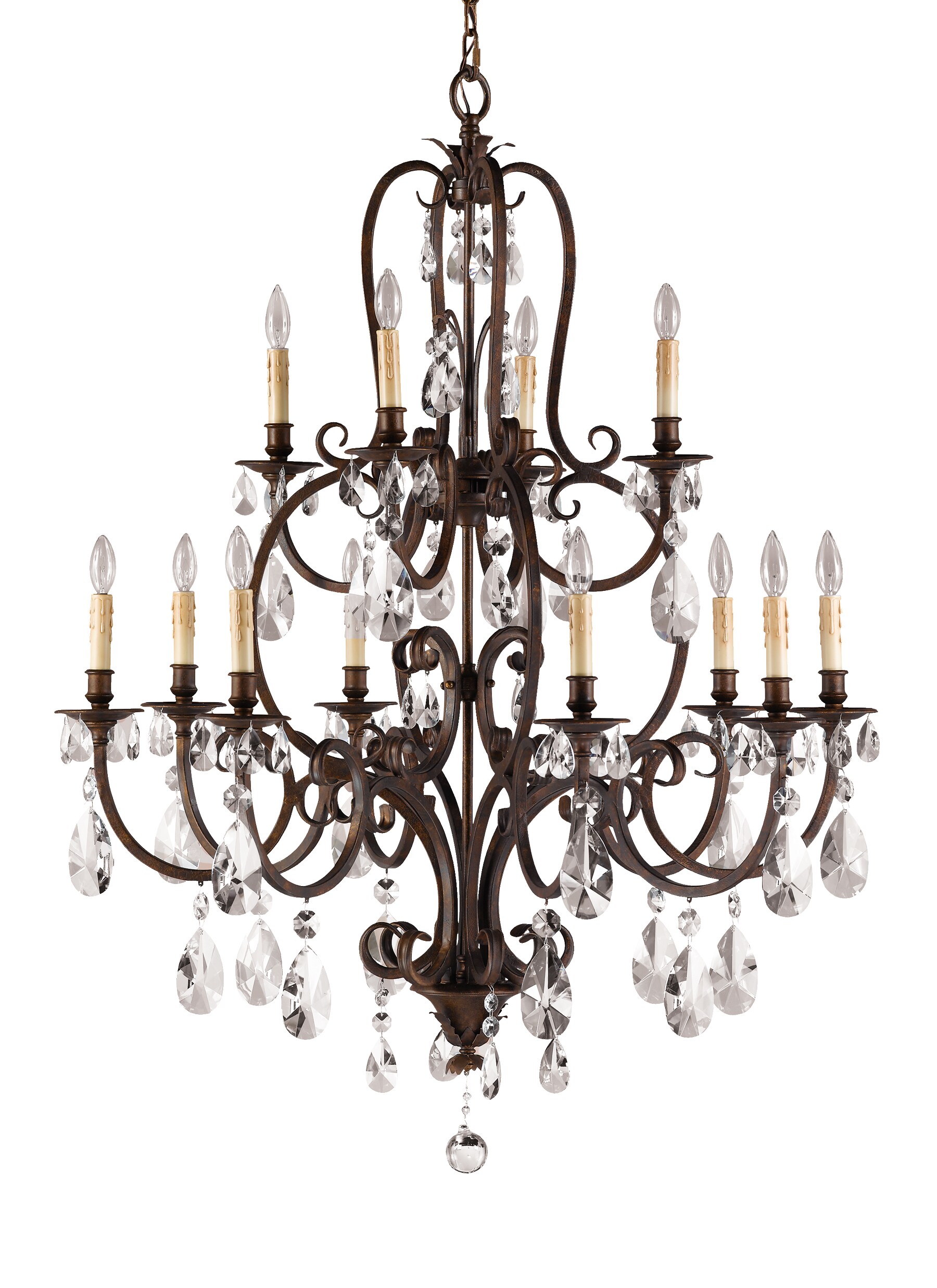 Feiss F2229/8+4ATS Salon Maison 12-Light Aged Tortoise Shell Multi-Tier Chandelier