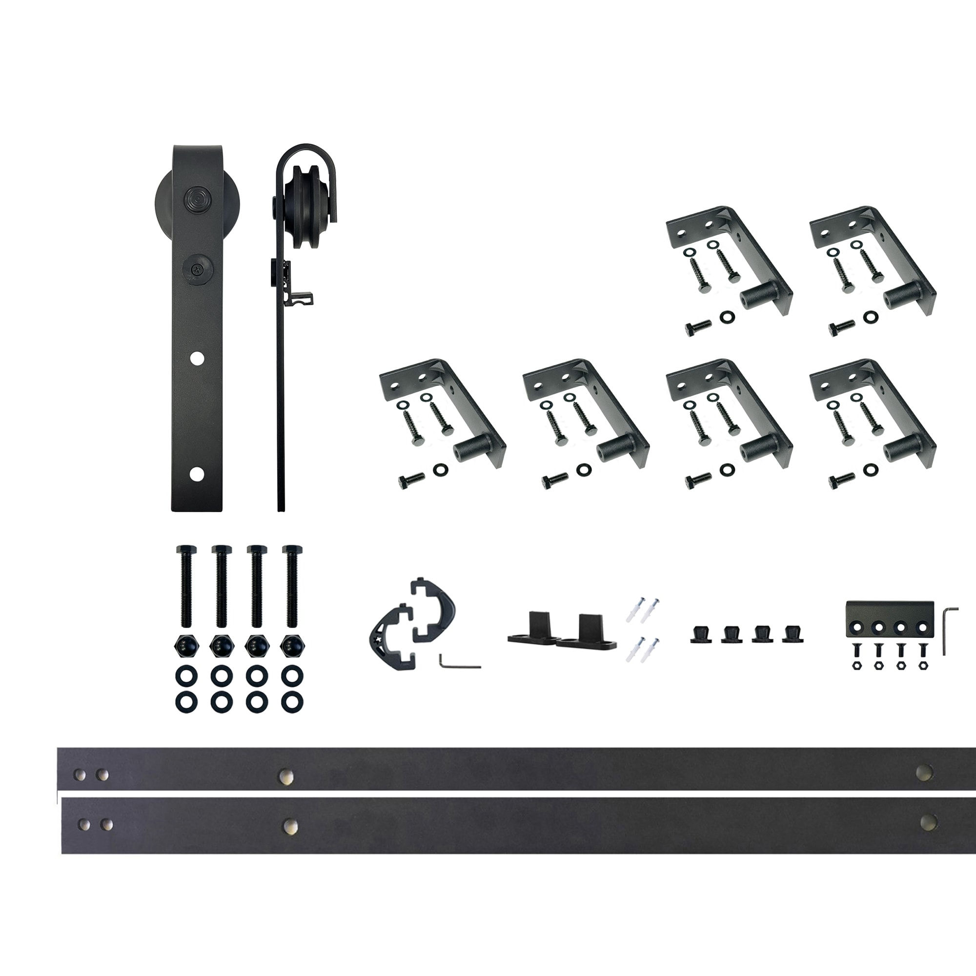 HOMACER CM-YT1TGH108C 108-in Rustic black Black Indoor J-strap Single Barn door hardware kit