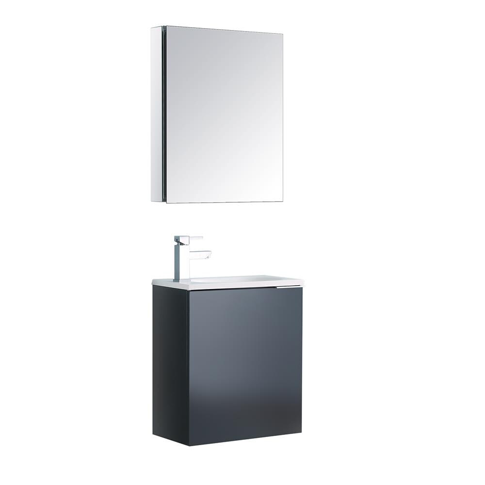 Valencia 20" Glossy Gray Wall-Mounted Vanity Set with Medicine Cabinet