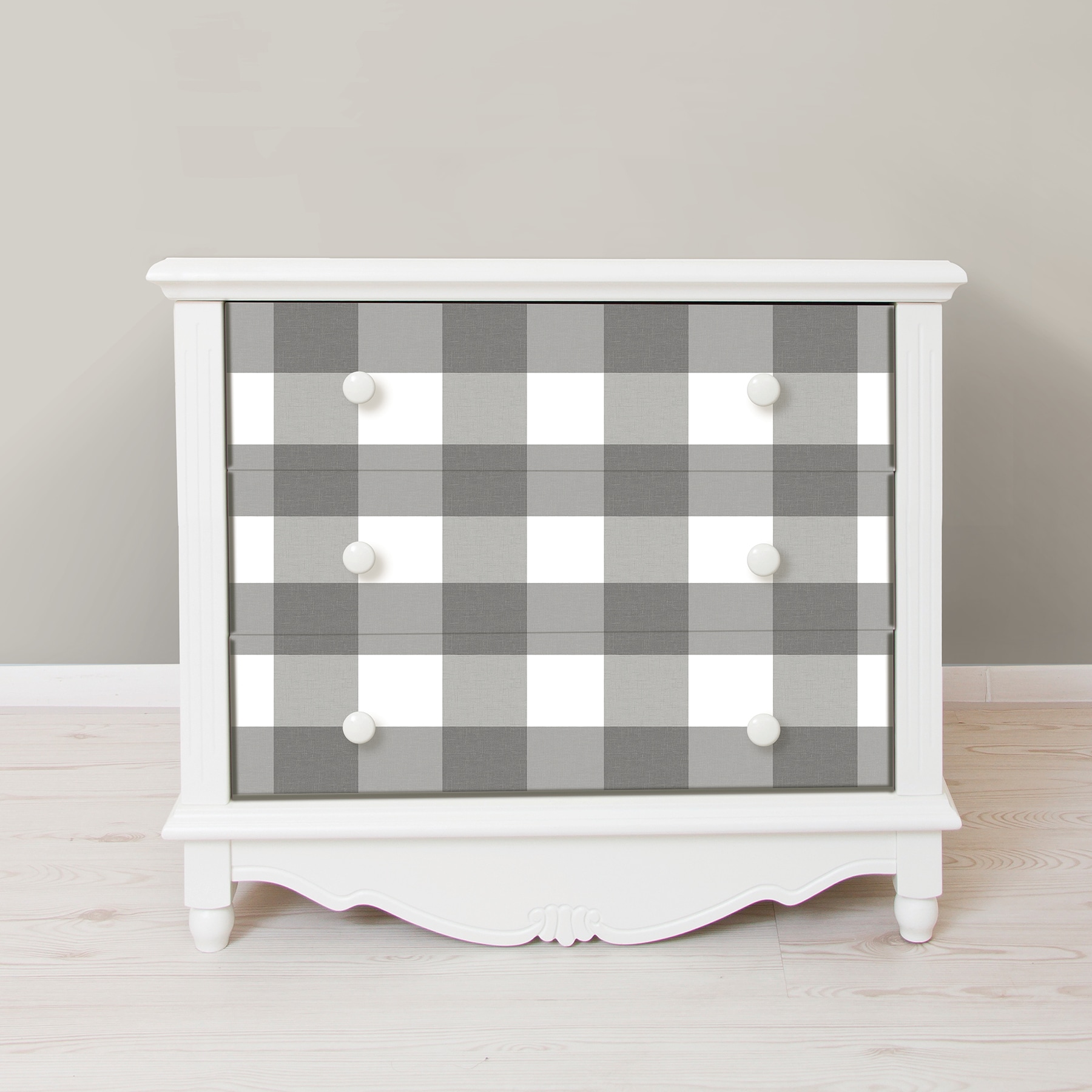 Gray and White Plaid Self-Adhesive Wallpaper Roll