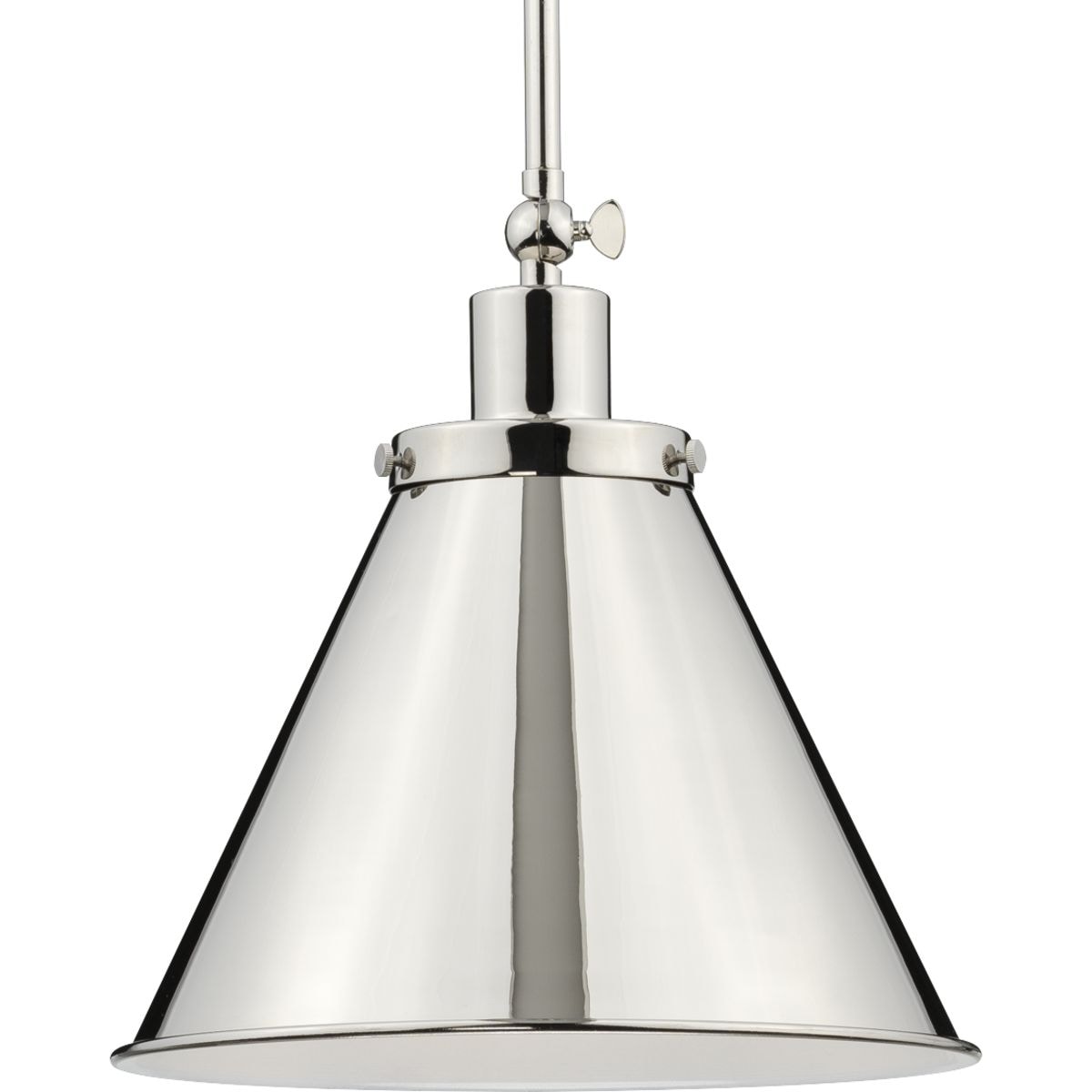Progress Lighting P500325-104 Hinton Polished Nickel Farmhouse Cone Medium Hanging Pendant light