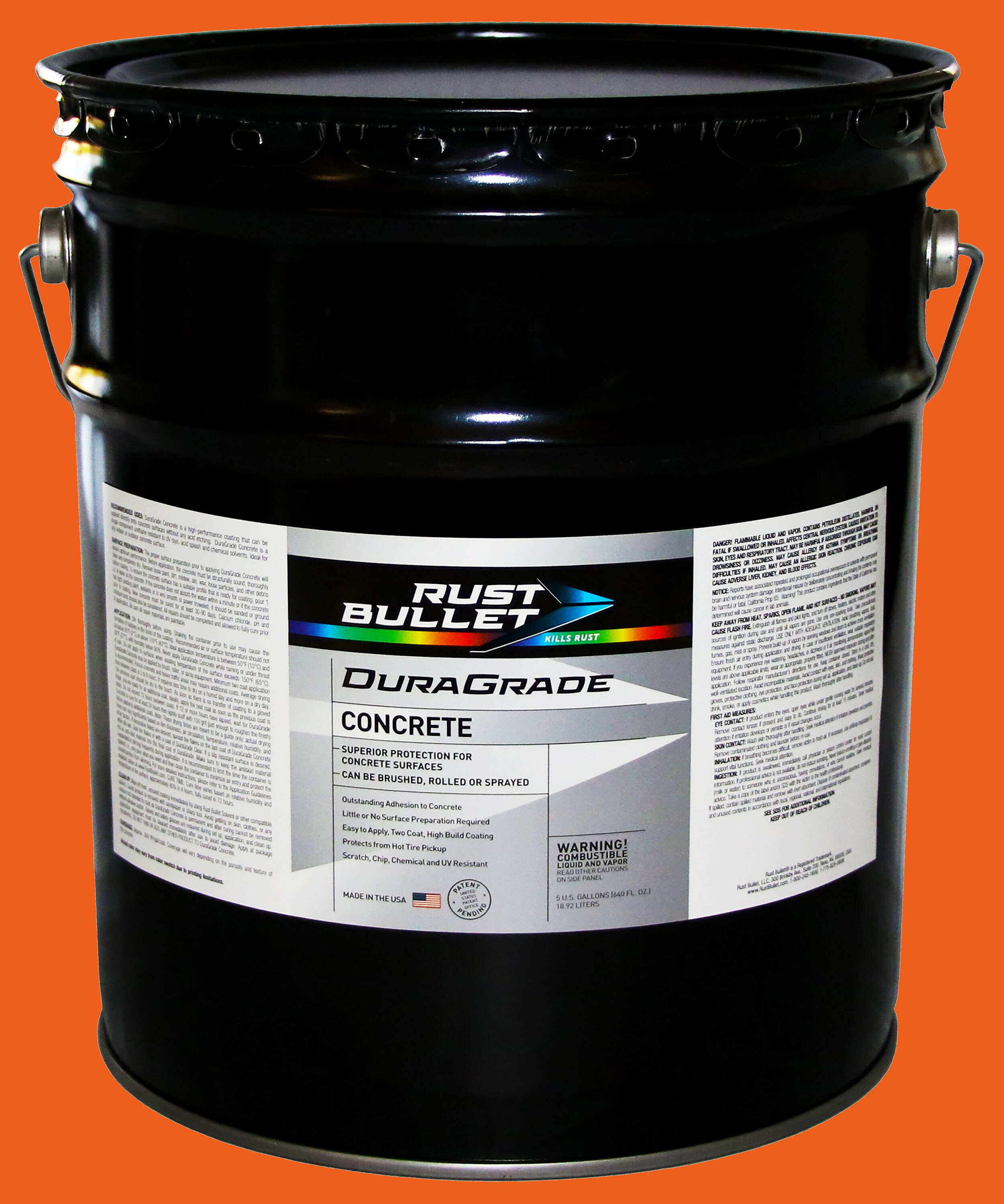Rust Bullet 850154005525  #174 DuraGrade CONCRETE, Concrete Protective Coating 1-part Orange Oil-based Concrete and Garage Floor Paint ( 5-gallon )