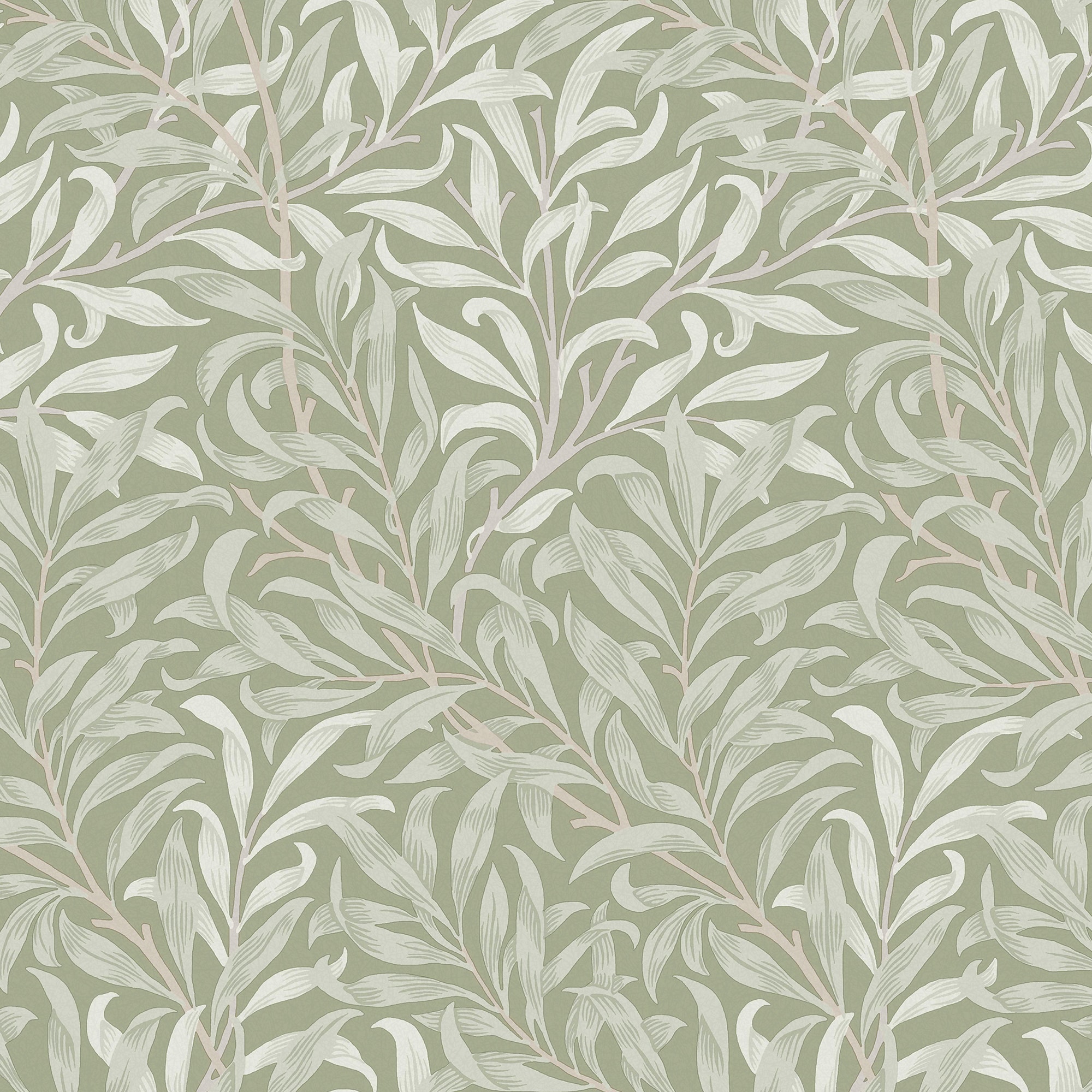 William Morris Sage Willow Bough Vinyl Wallpaper Double Roll