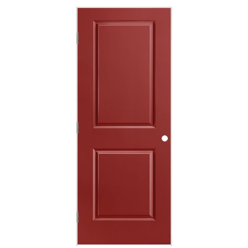 Masonite 32-in x 80-in Barn Red Hollow Core 2-panel Square Left Hand Smooth Prefinished Molded Composite Flat Jamb Single Prehung Interior Door -  1315930