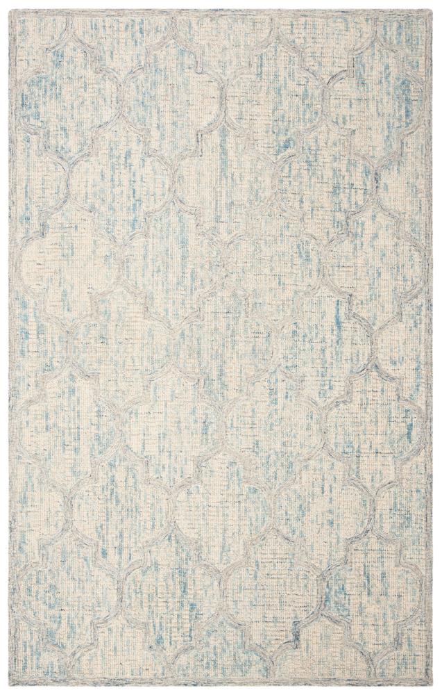 Safavieh ABT474B-5 Abstract Cerrone 5 x 8 (ft) Tufted Wool Ivory/Light Blue Rectangular Indoor Trellis Farmhouse/Cottage Area rug