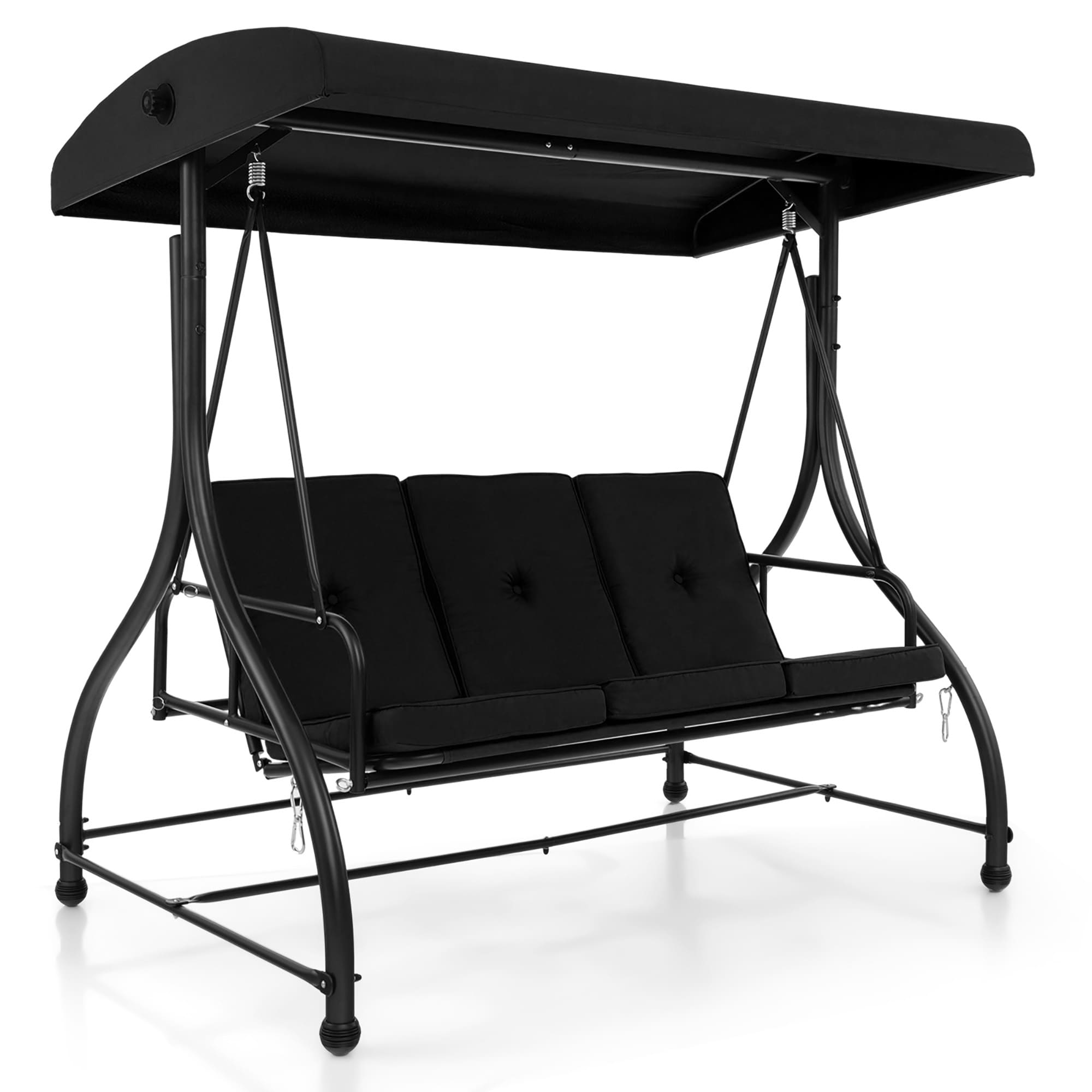 Costway LWS00100 3 -person Black Iron Outdoor Glider