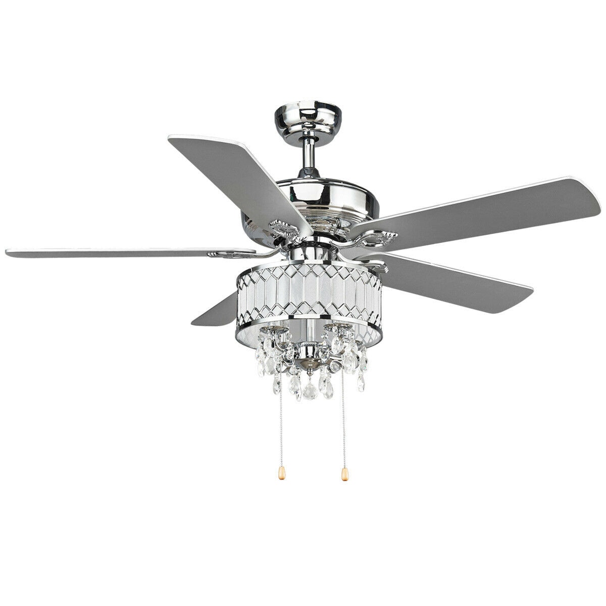 WELLFOR DZJ24375SL 52-in Silver with MDF Blades Ceiling Fan With Light ( 5 -Blade )
