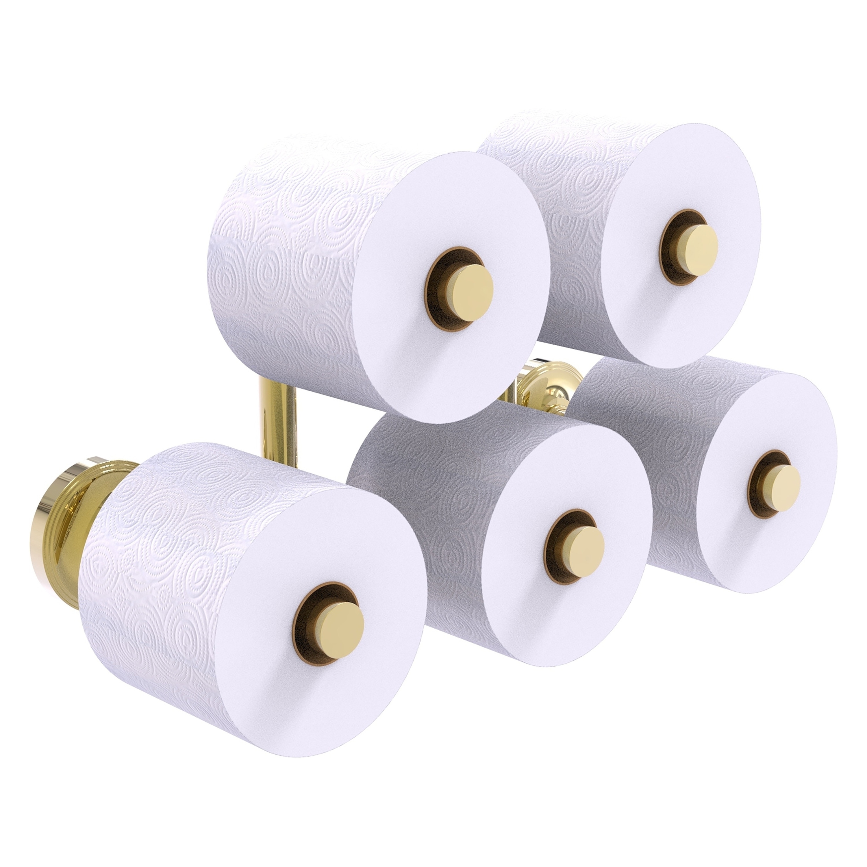 Allied Brass PR-24-5-UNL Prestige Regal Unlacquered Brass Wall mount Double post Toilet Paper Holder 5 -Rolls with Storage