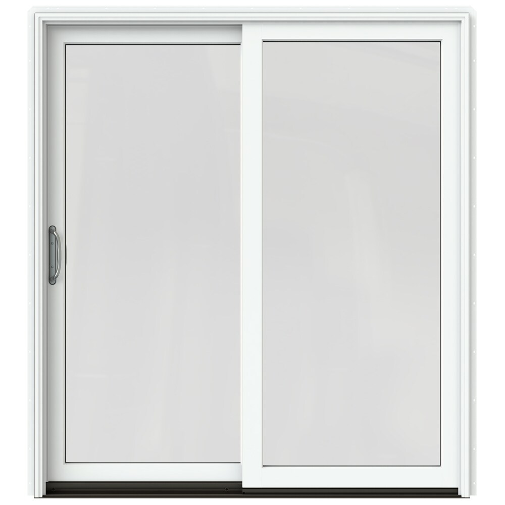 JELD-WEN LOWOLJW220100145 72-in x 80-in Low-e Argon White Clad-wood Sliding Left-Hand Sliding Double Patio Door Screen Included