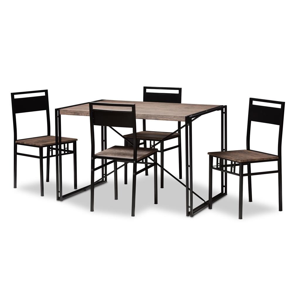 Baxton Studio 146-8662-LW Mamaine Brown Contemporary/Modern Dining Room Set with Rectangular Table (Seats 4)
