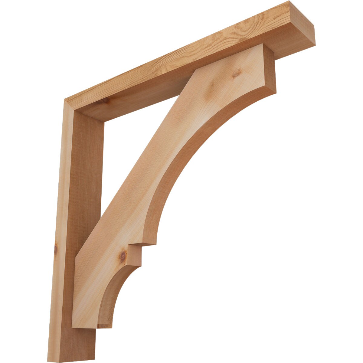 Ekena Millwork 1461920 Balboa Block Smooth Bracket with Offset Brace 3-1/2-in x 22-in x 22-in Western red cedar Brown Wood Standard bracket