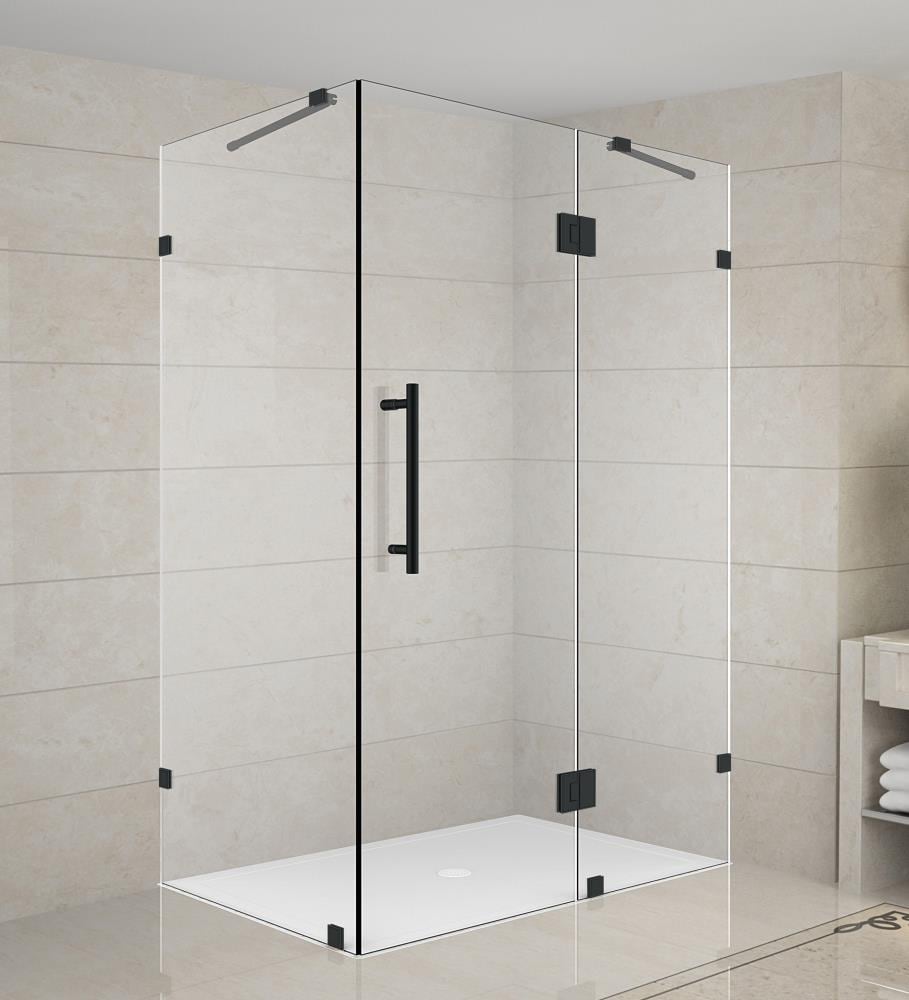 Aston SEN987MB393210 Avalux Black 39-in x 72-in Frameless Hinged Shower Door