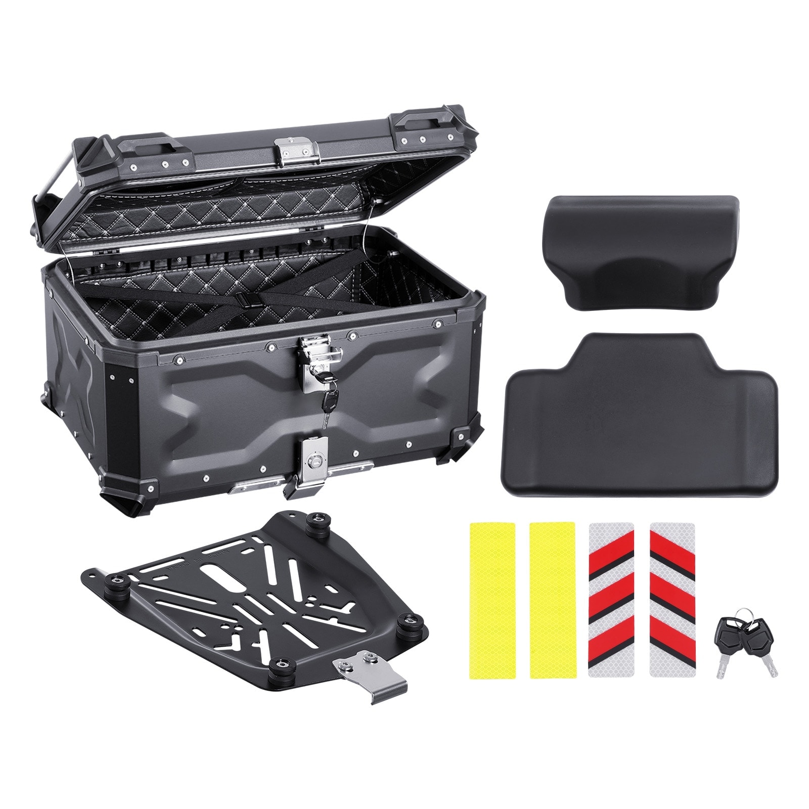 Tinyhomie 65L Motorcycle Top Case Universal Motorbike Tail Box with Leather Lining