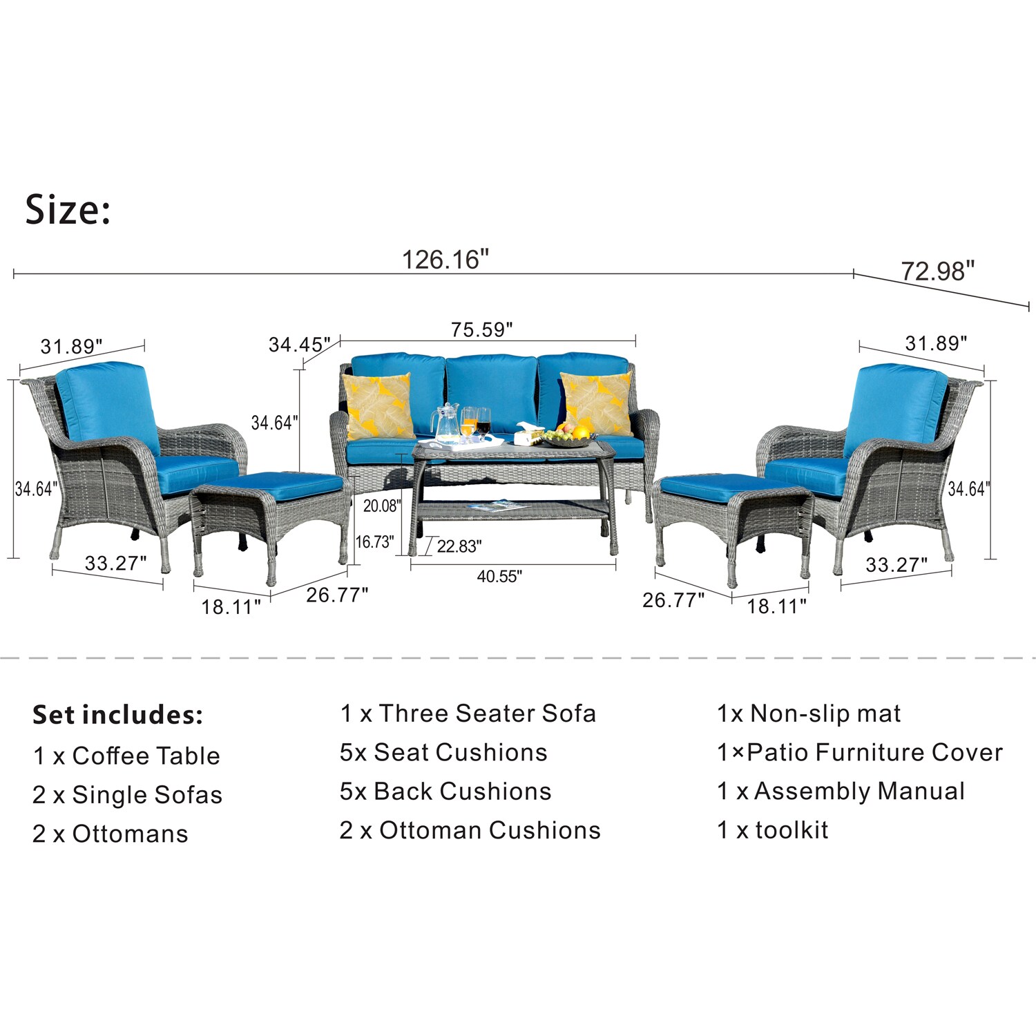 Ovios KS100 Patio-Conversation-Sets - View #11
