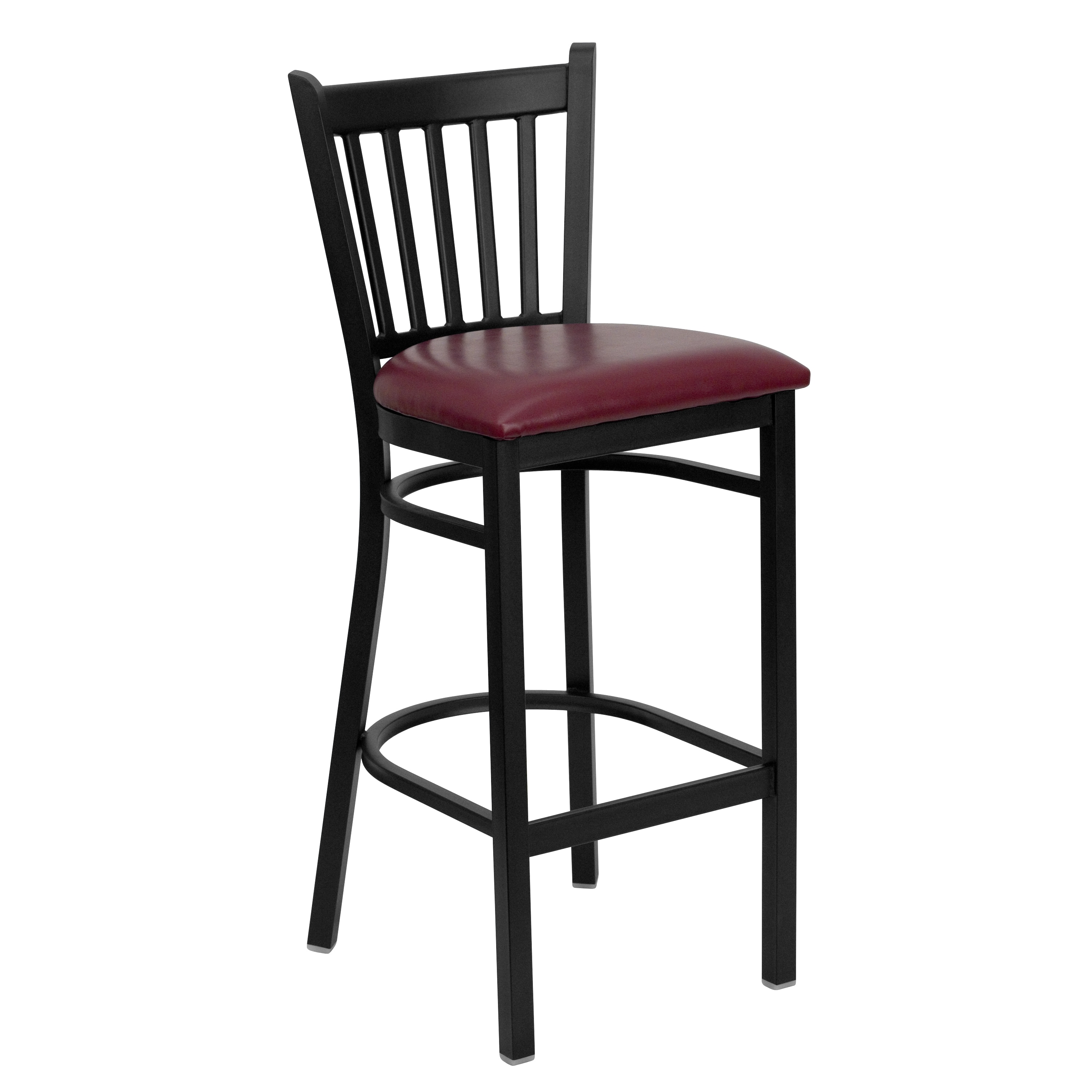 Flash Furniture 847254010061 Burgundy Vinyl Seat/Black Metal Frame 30.25-in H Bar height Square seat Upholstered Metal Bar Stool and Back