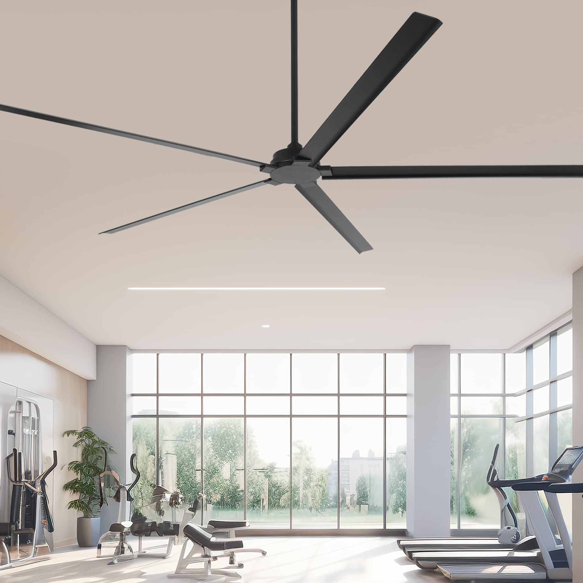 Parrot Uncle F8006BK 84-in Outdoor Black with Black Blades Ceiling Fan Without Light - Remote Included ( 5 -Blade )