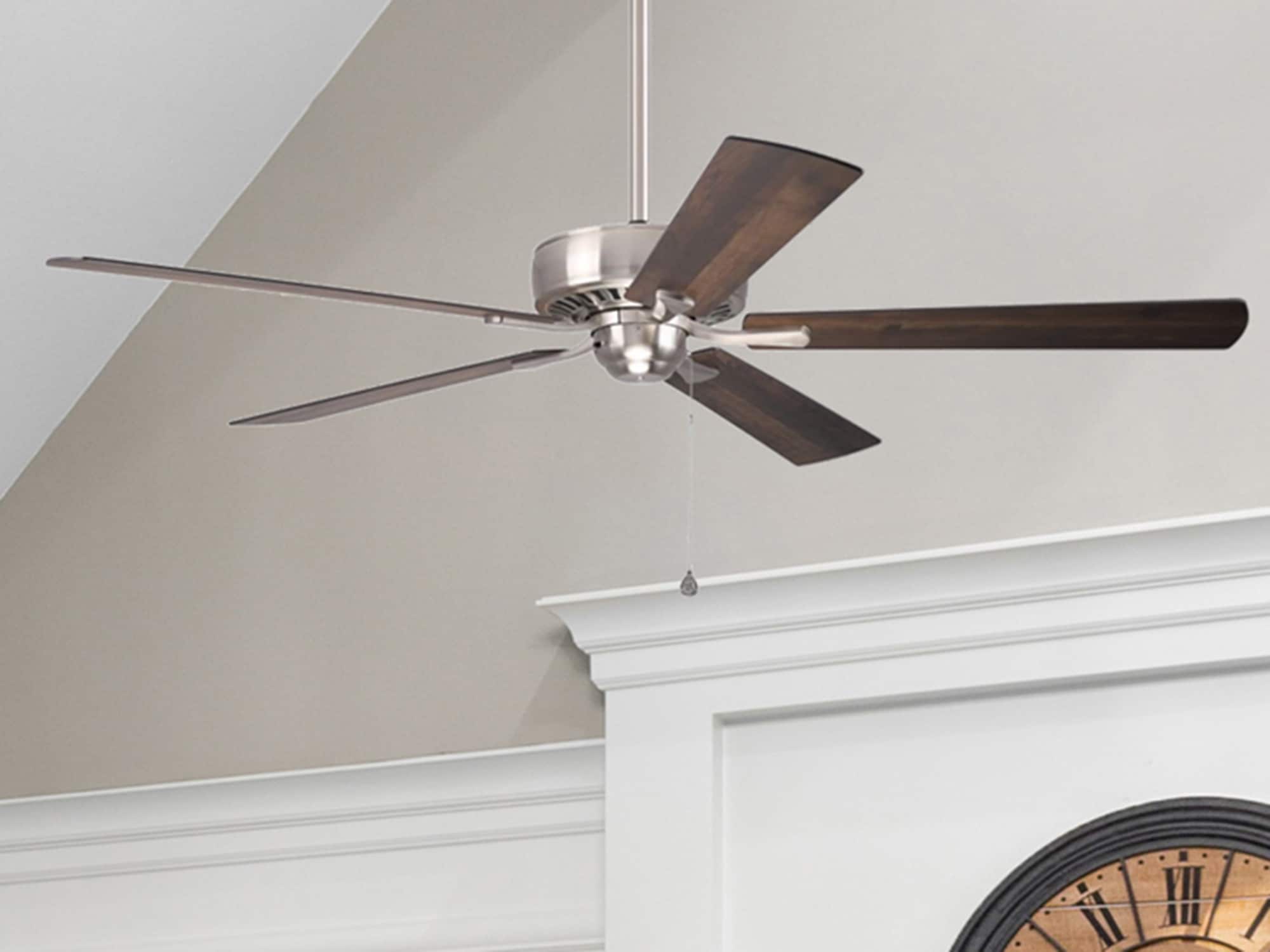 Harbor Breeze CPR60BNK5 Cypress Point 60-in Downrod or Flush Mount Brushed Nickel with Maple/Cherry Blades Ceiling Fan Without Light ( 5 -Blade )
