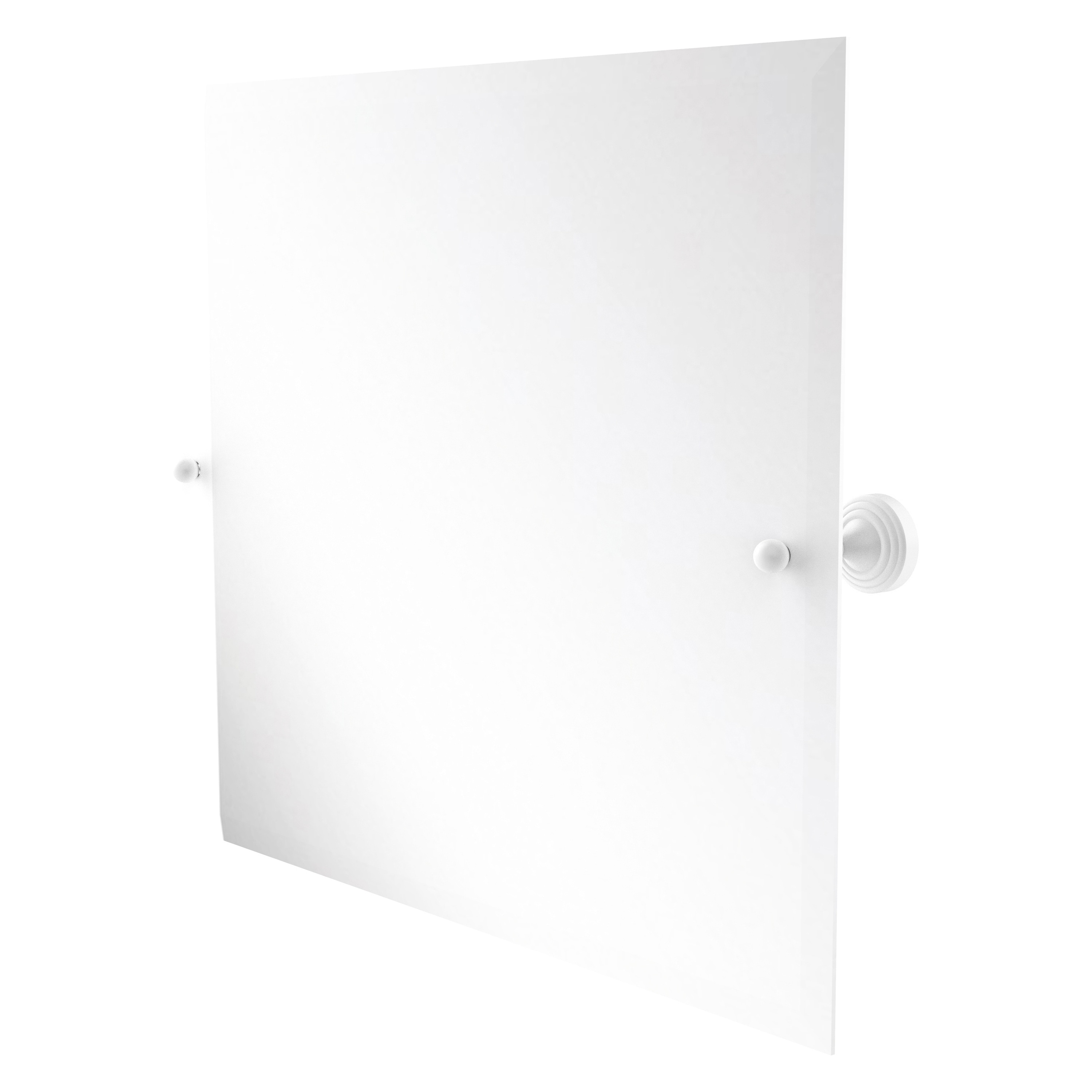 Allied Brass SG-92-WHM Sag Harbor 21-Inches x 3.6-Inches Beveled Frameless Rectangle Tilting Bathroom Vanity Mirror ( Matte White )