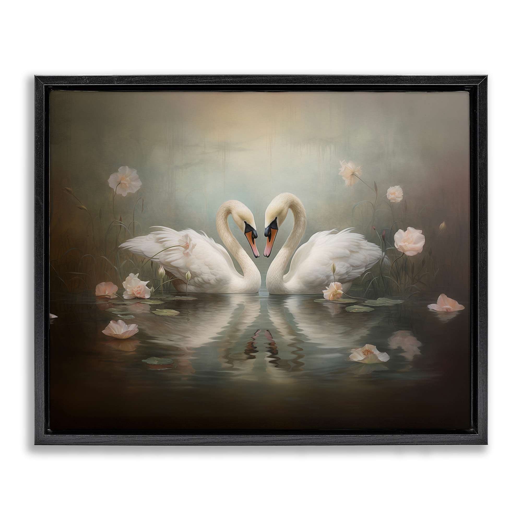 Stupell Industries BT-913-FFB-24X30 Romantic Swans Reflection Floating Frame design by Arlington Prints