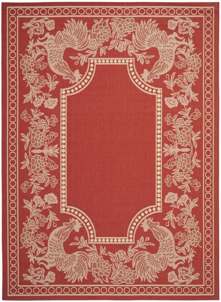 Safavieh CY3305-3707-8 Courtyard Praia 8 x 11 (ft) Loomed Polypropylene Red/Natural Rectangular Indoor/Outdoor Floral/Botanical Coastal Area rug
