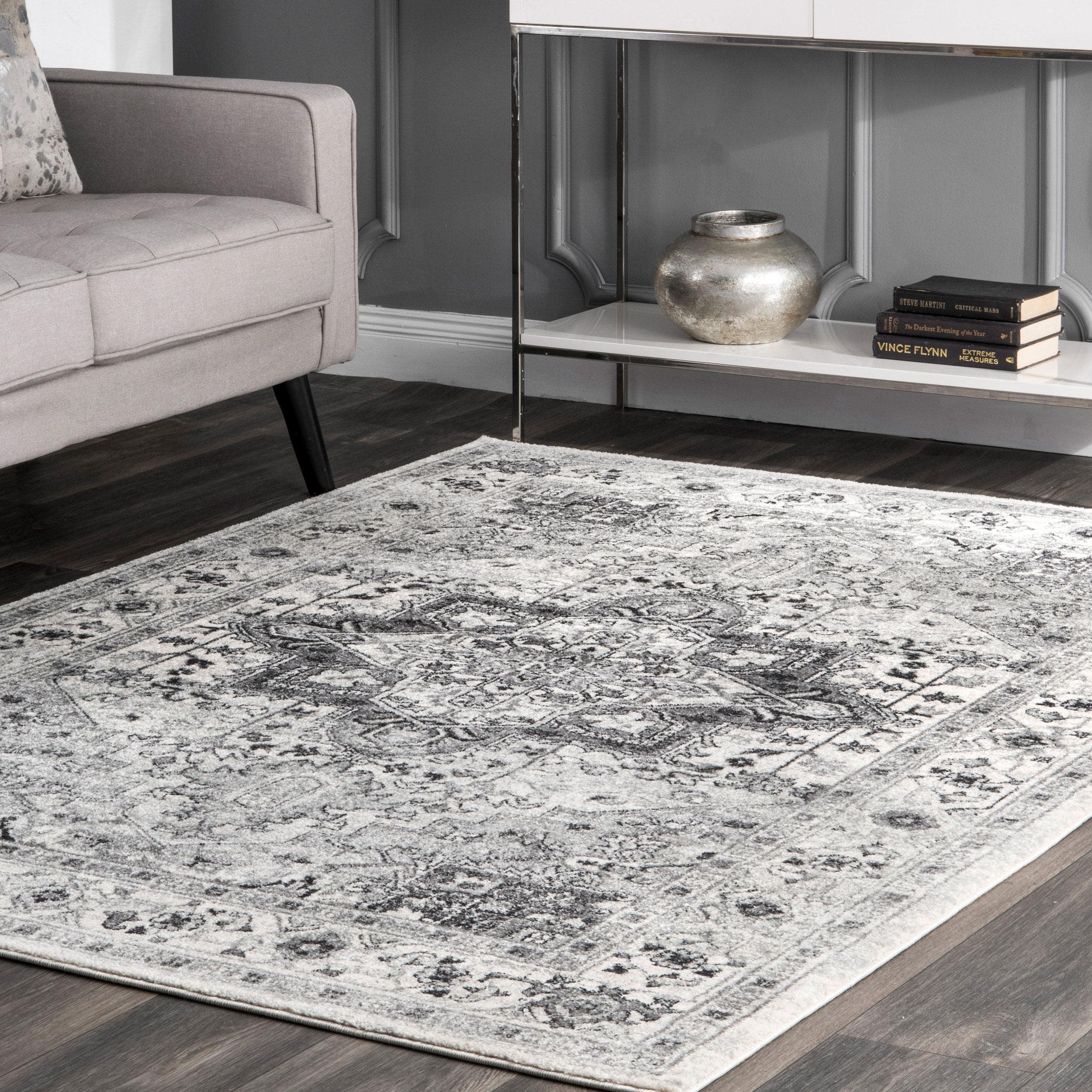 nuLOOM 8 X 10 (ft) Gray Indoor Distressed/Overdyed Vintage Area Rug in ...