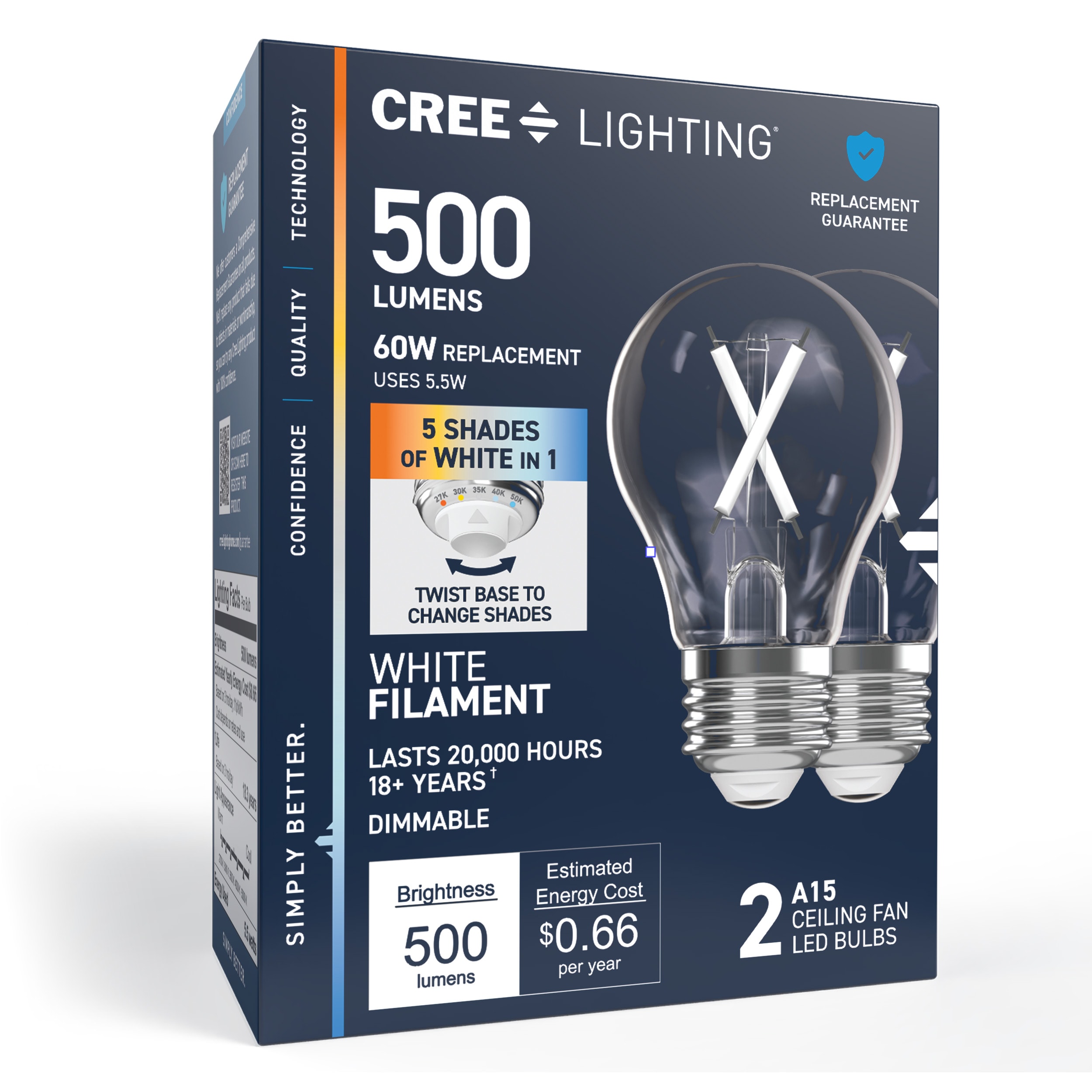 Cree Lighting 60 -Watt EQ A15 Switchable white Twist lock base E26 Dimmable LED General purpose Light Bulb 2 -Pack