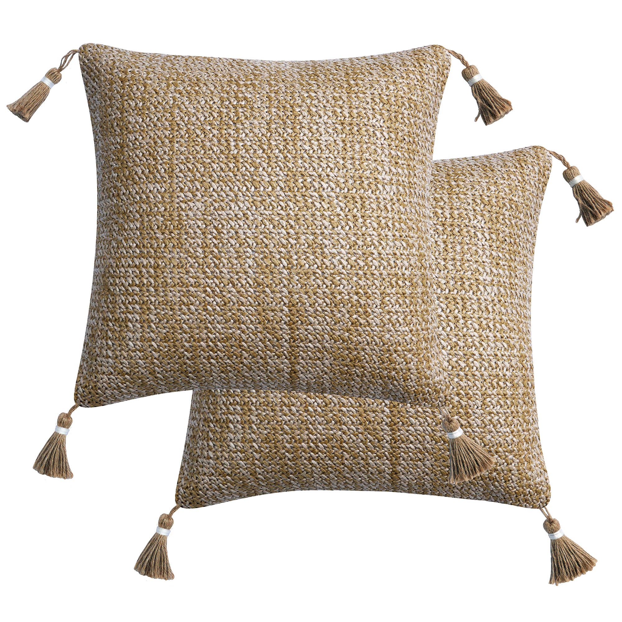 3i Products 21516S-201B166 2-Pack Solid Raffia Natural Square Throw Pillow