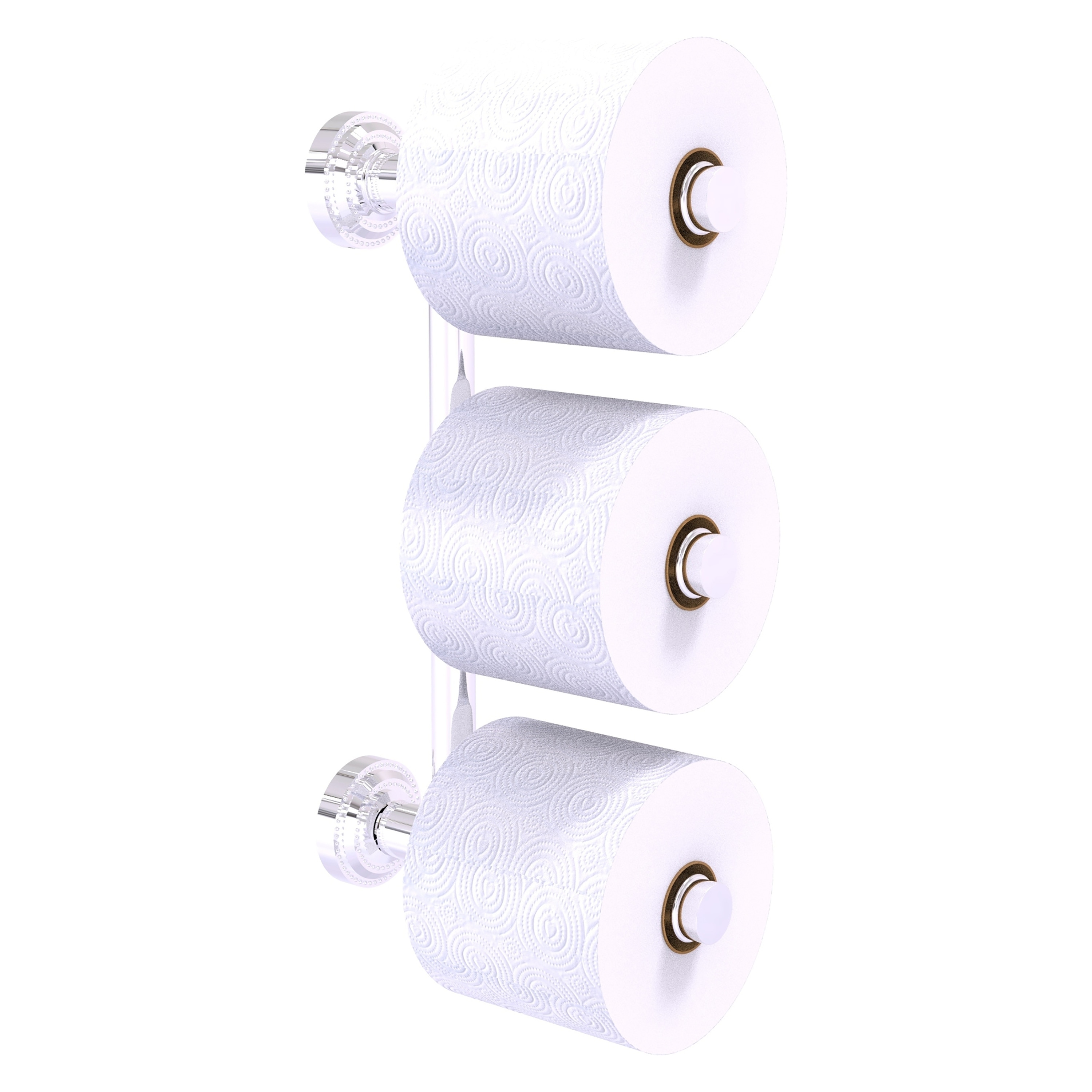 Allied Brass DT-24-3-PC Dottingham Polished Chrome Wall mount Double post Toilet Paper Holder 3 -Rolls with Storage