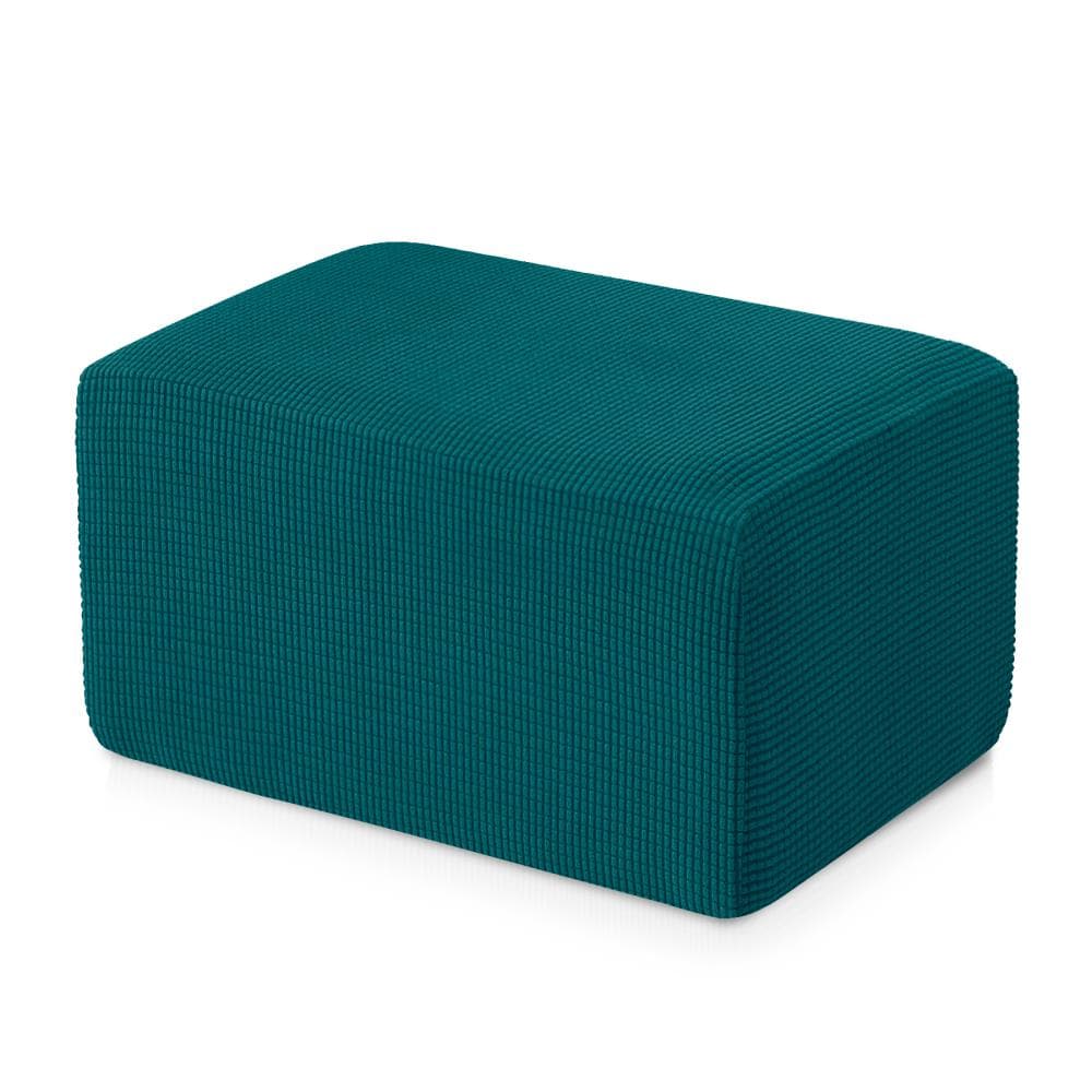 Subrtex SBTADT031 Textured grid Turquoise Jacquard Ottoman Slipcover 45.7-Inches W x 19.7-Inches H x 30-Inches D