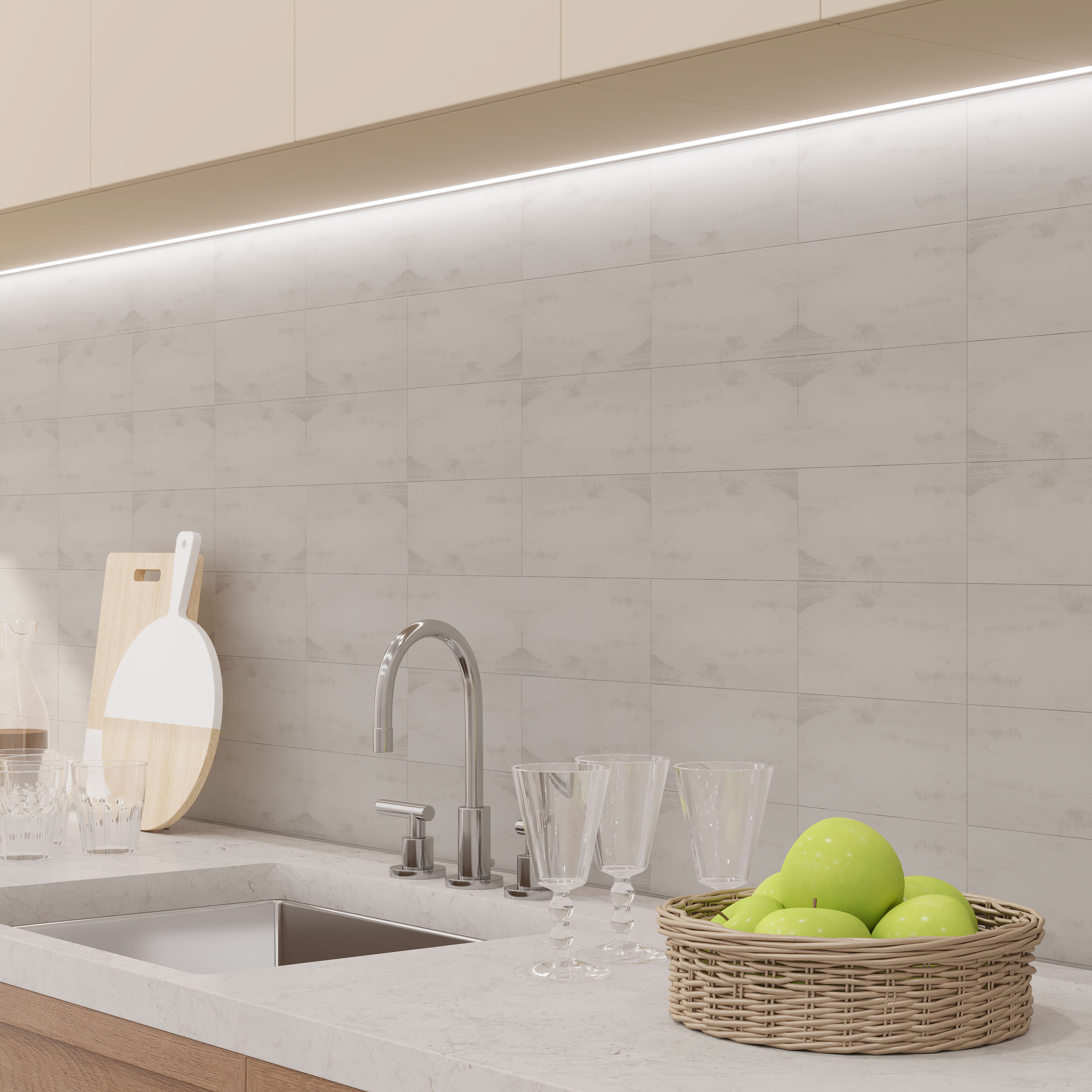 Florence Light Gray Marble Look Peel and Stick Wall Tile