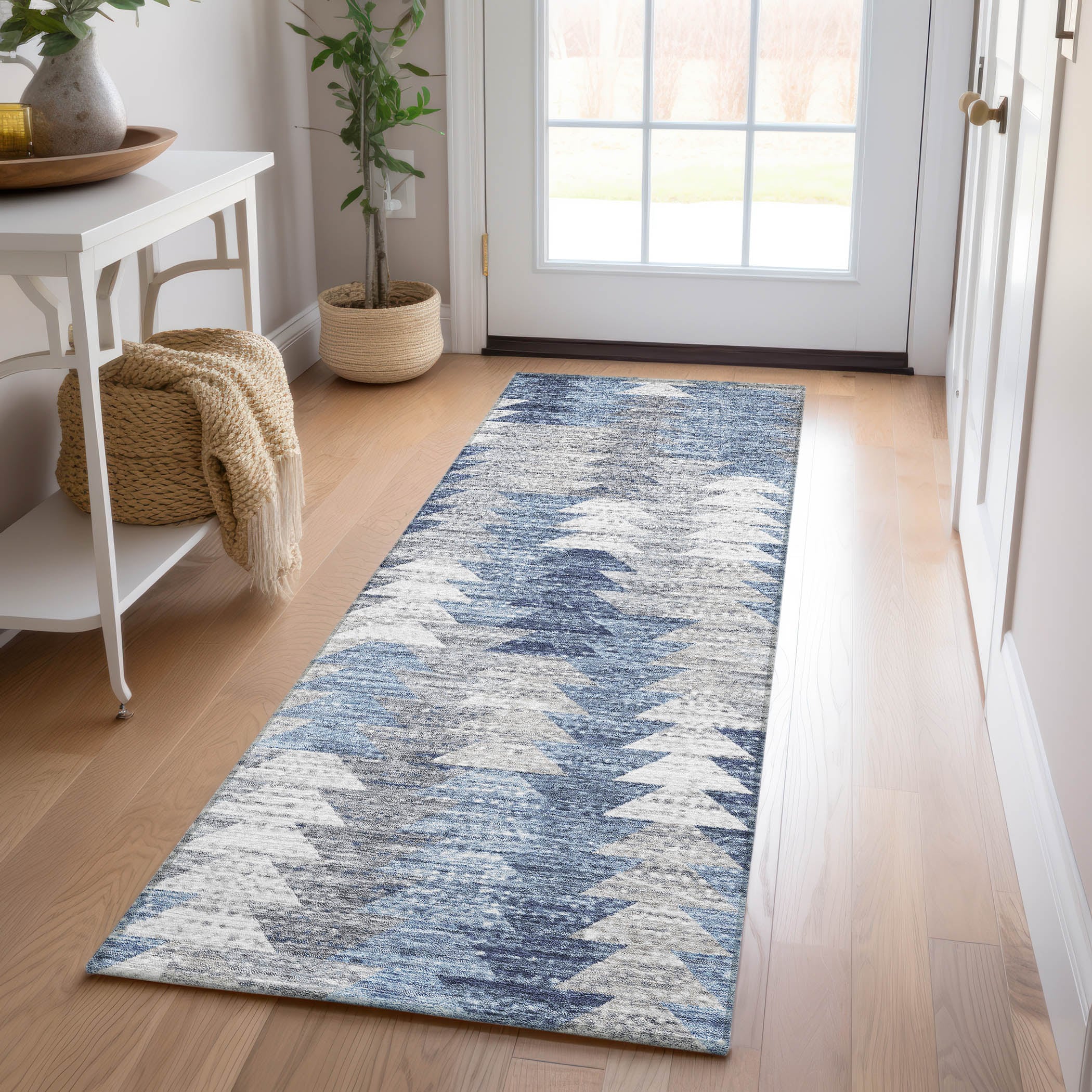 Addison Rugs ACN632BU2X8 Chantille ACN632BU 2 x 7 (ft) Polyester Blue Rectangular Indoor/Outdoor Geometric Machine washable Runner rug