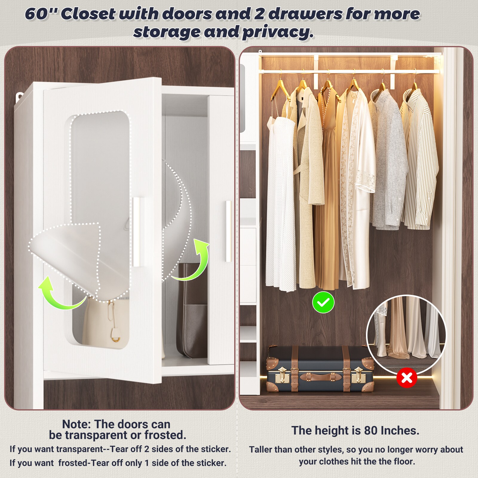 Aheaplus CS96-SSD-WHITE Wood-Closet-Kits - View #3