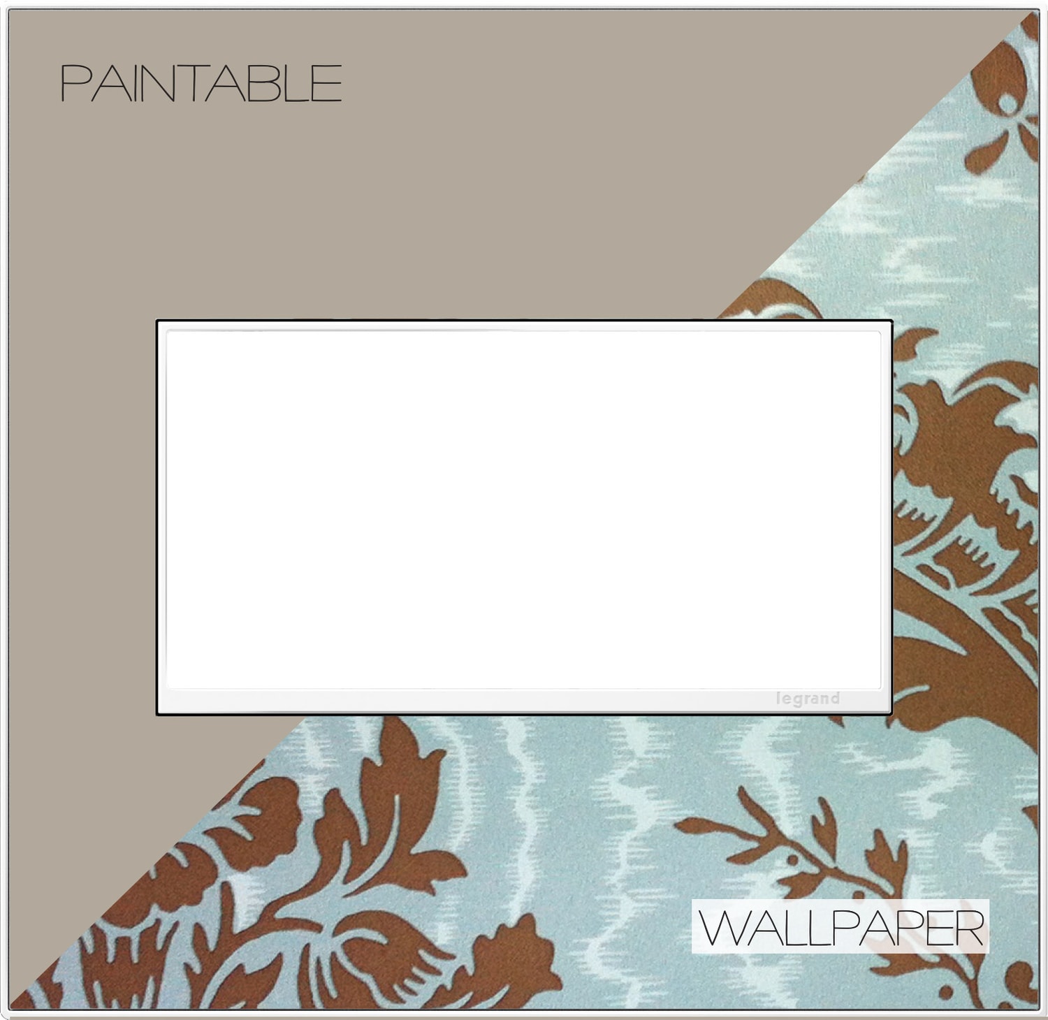 Legrand AWM2GW4 adorne 2.0 -Gang Specialty Size Customizable White Plastic Indoor Screwless Square Wall Plate