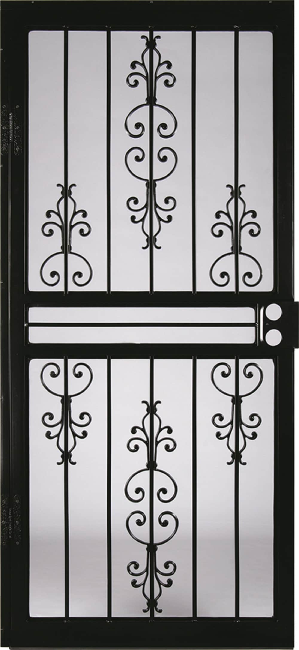 Garden View 36-in x 81-in Black Steel Recessed Mount Security Door with Black Screen Tempered Glass | - LARSON 92021052